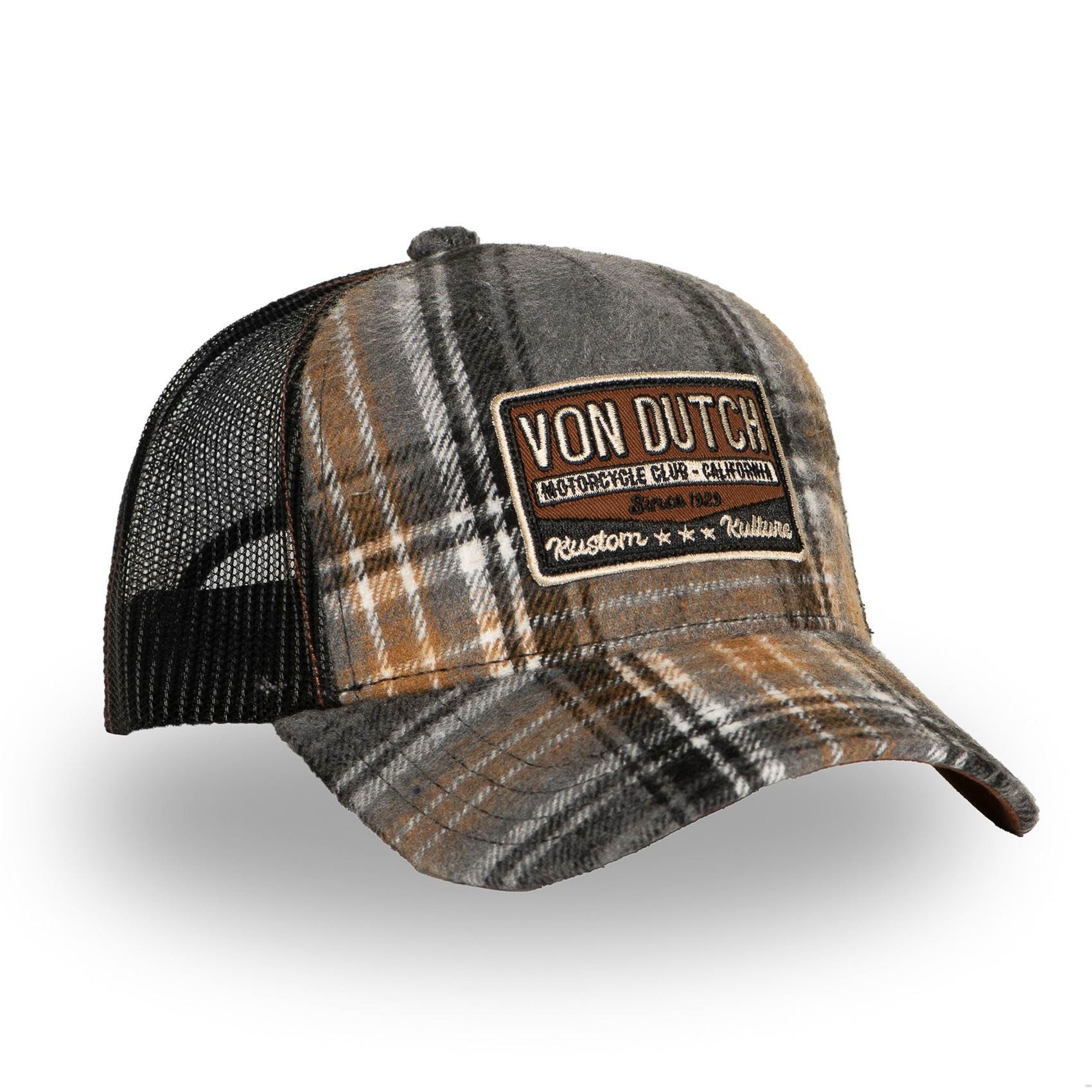 Von Dutch Trucker Cap Von Dutch Originals Trucker Cap - Check Pattern - Flannel Mesh (Basecap, Meshcap, Trucker Kappe)