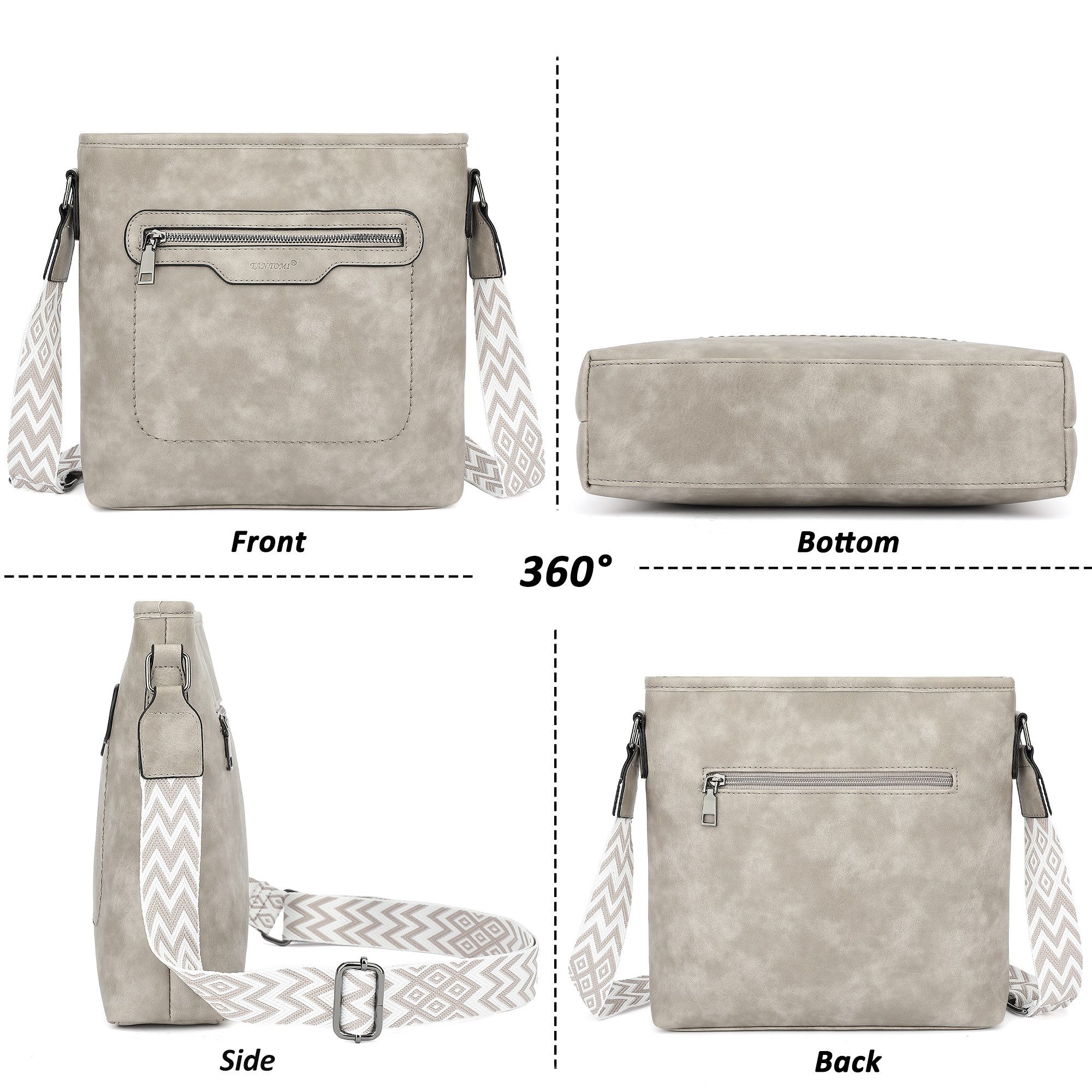 TAN.TOMI Umhängetasche Schultertasche für Damen Modische Henkeltasche Crossbody Bag, Multi-Taschen-Design, verstellbare Schultergurte, Gesäßtasche