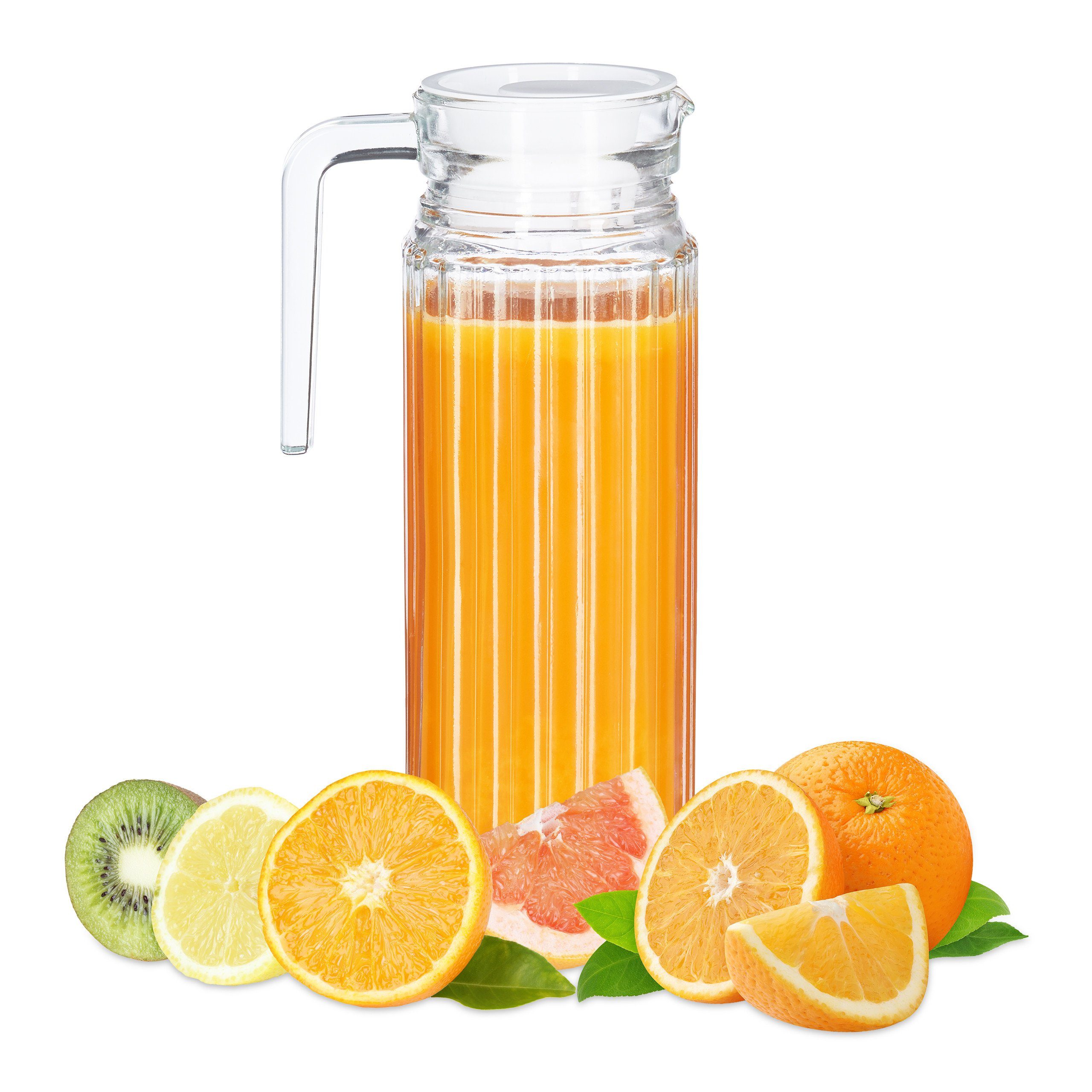 relaxdays Wasserkrug Saftkrug Glas 1 l, (1-tlg)