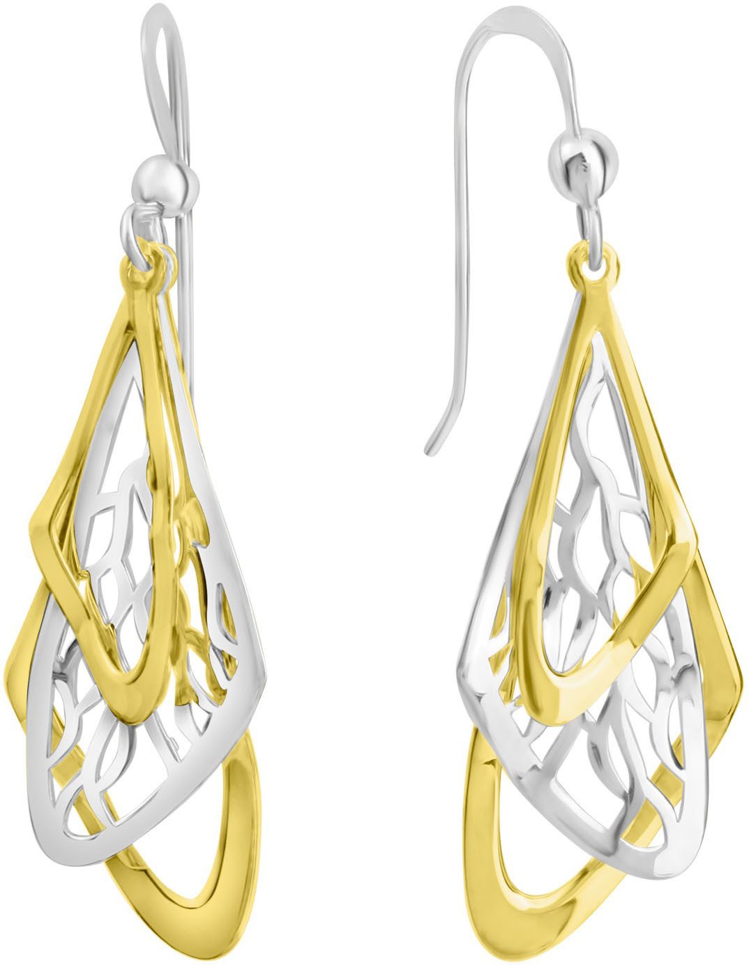 Paar Ohrhänger Schmuck Geschenk Silber 925 Ohrschmuck Ohrringe Flügel Bicolor