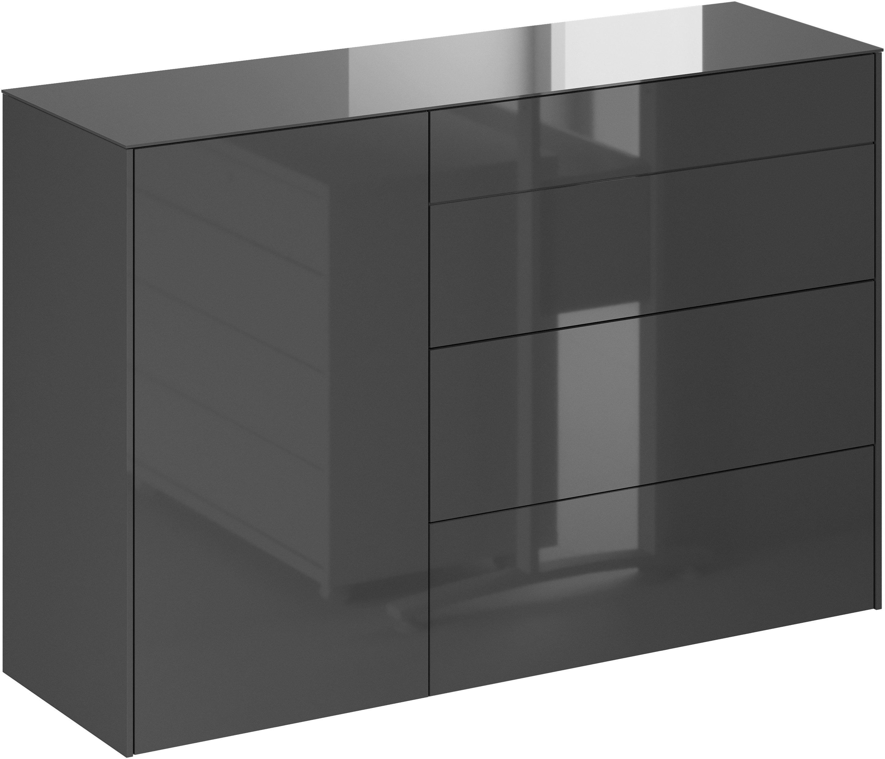 Mäusbacher Kommode, Kommode BHT 131/89/42 cm, Push to open, Front+Oberplatte=Glas