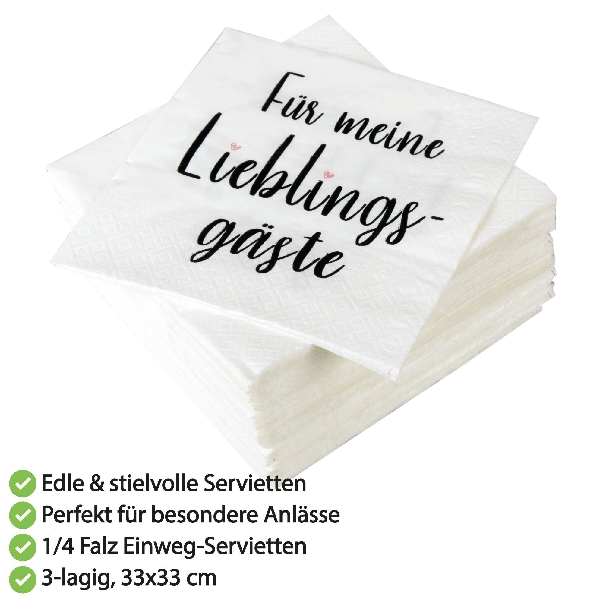 Bestlivings Papierserviette Für meine Lieblingsgäste, (40 St), Hochwertige Servietten 3-lagig mit Motiv "Für meine Lieblingsgäste"