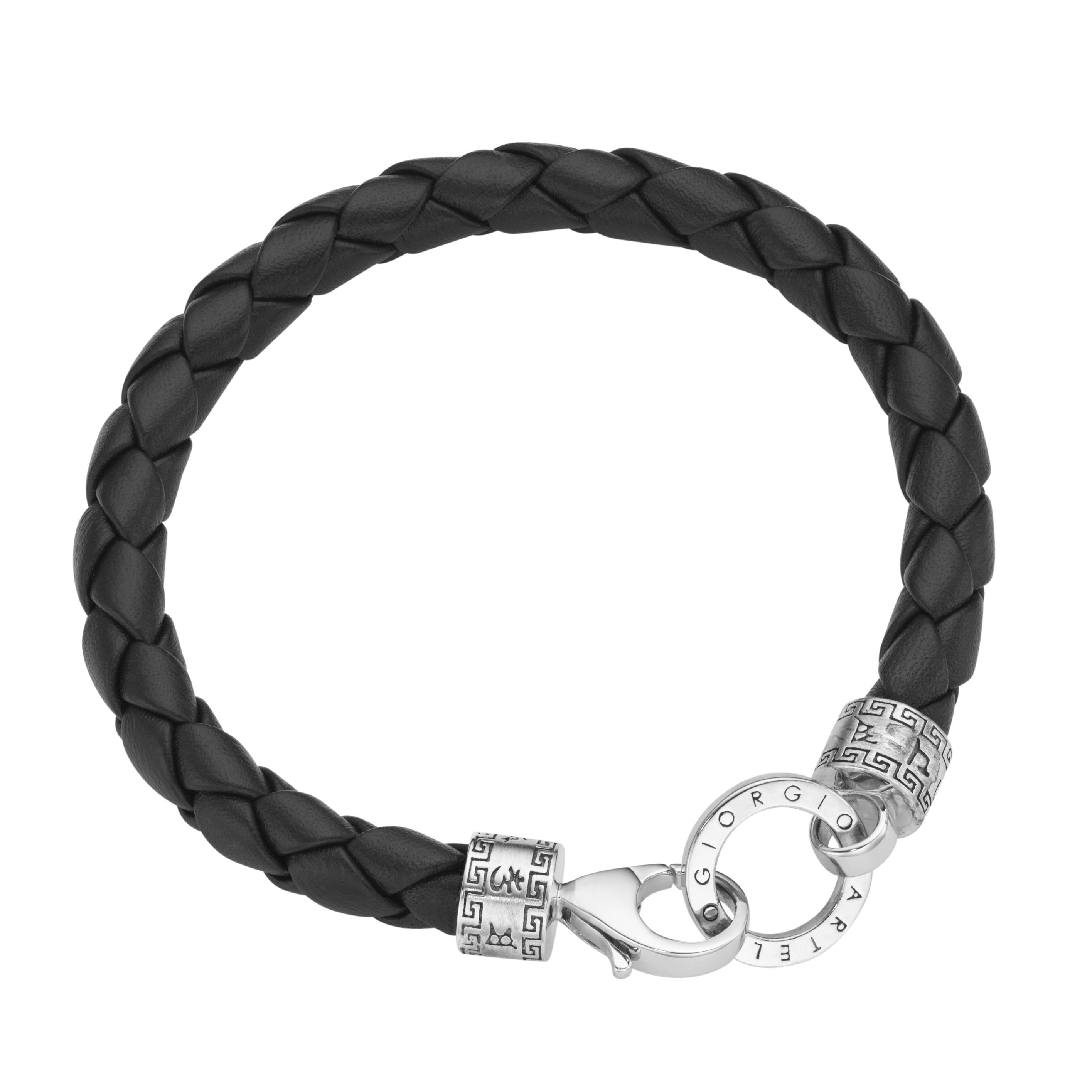 mit oxydiert, MARTELLO Silber 925 GIORGIO Leder teilweise schwarz, Ornament, MILANO Armband