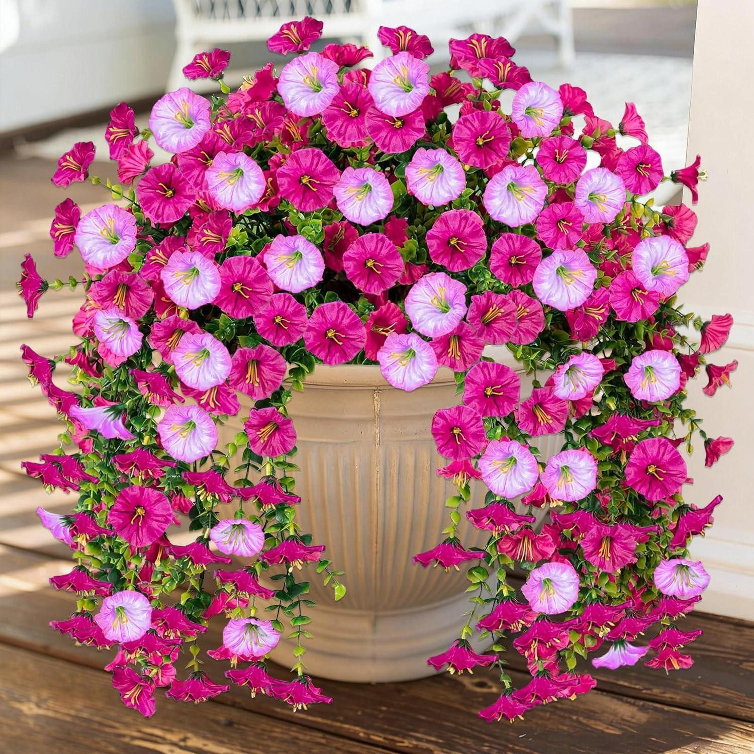 Kunstblume Hängepflanze Künstlich 4er Petunien Lila Rosa, LuxusKollektion, Höhe 75 cm