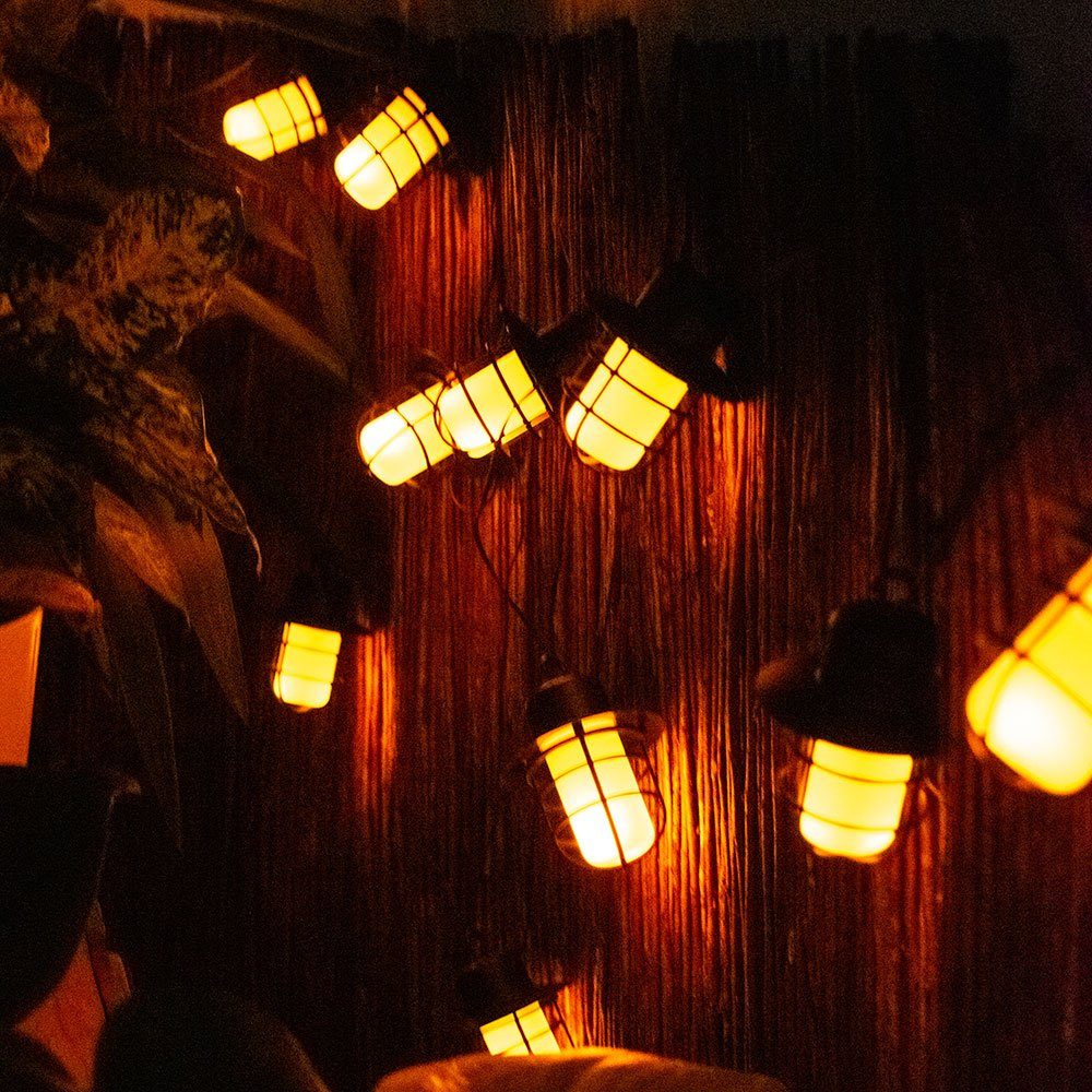 Globo Gartenleuchte, LED-Leuchtmittel fest verbaut, Laternen Effekt Lichterkette LED Garten Solar Feuer Außen