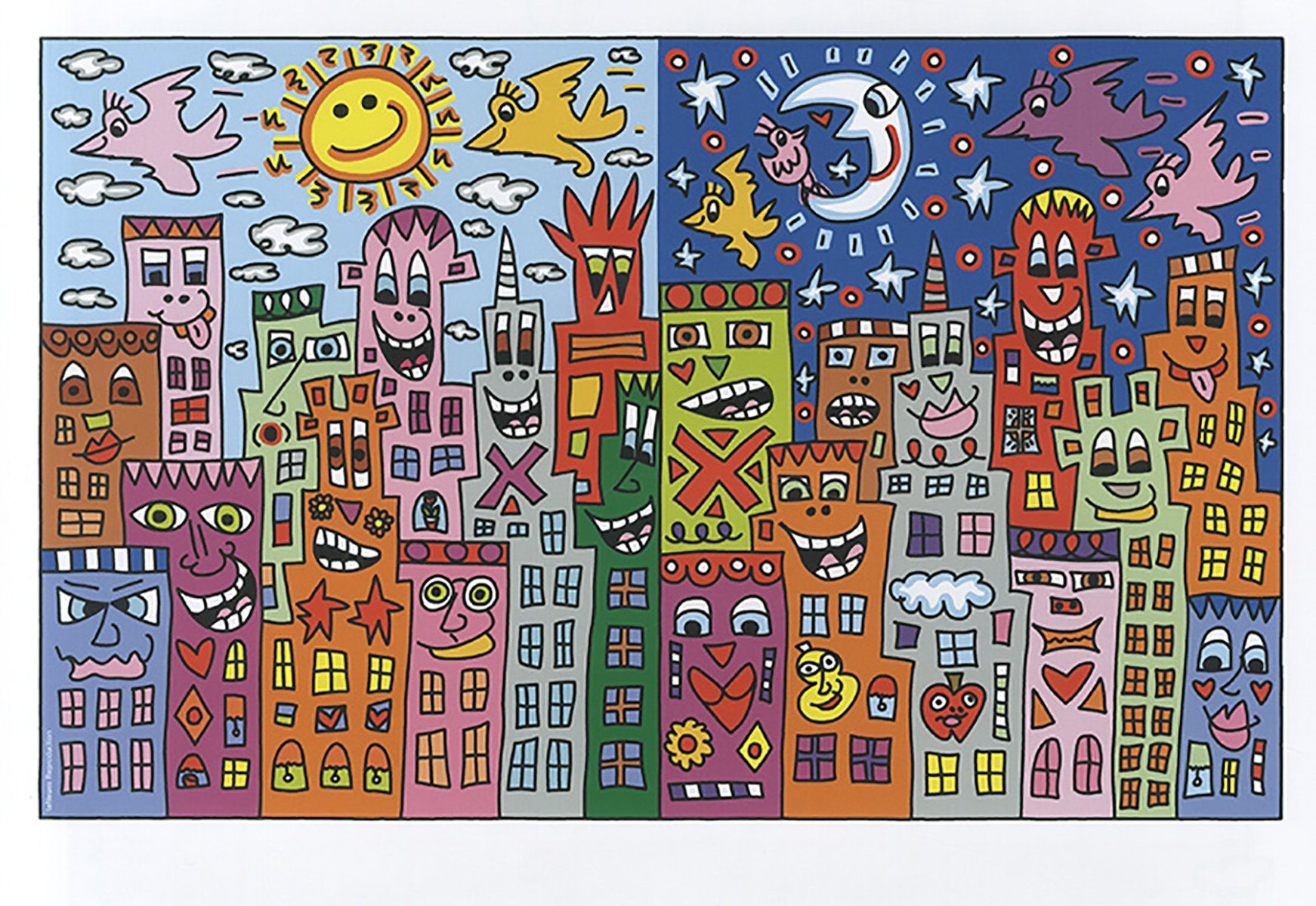 Kunstdruck Day or night - my city is bright Tag Nacht Poster Plakat Rizzi 55