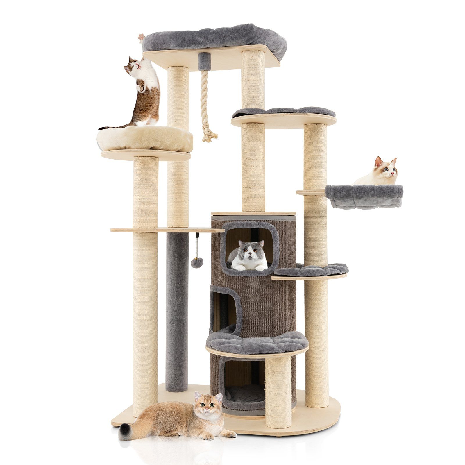 COSTWAY Kratzbaum Katzenbaum, 173cm deckenhoch, mit günstig online kaufen