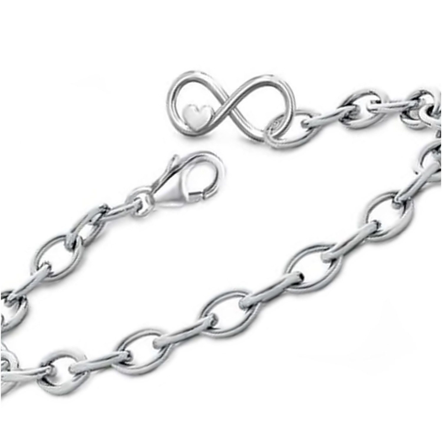 Goldene Hufeisen Bettelarmband Unendlichkeit Stabiles Damen Herren Armband Charm-Armband 925 Silber, Echtschmuck für Damen
