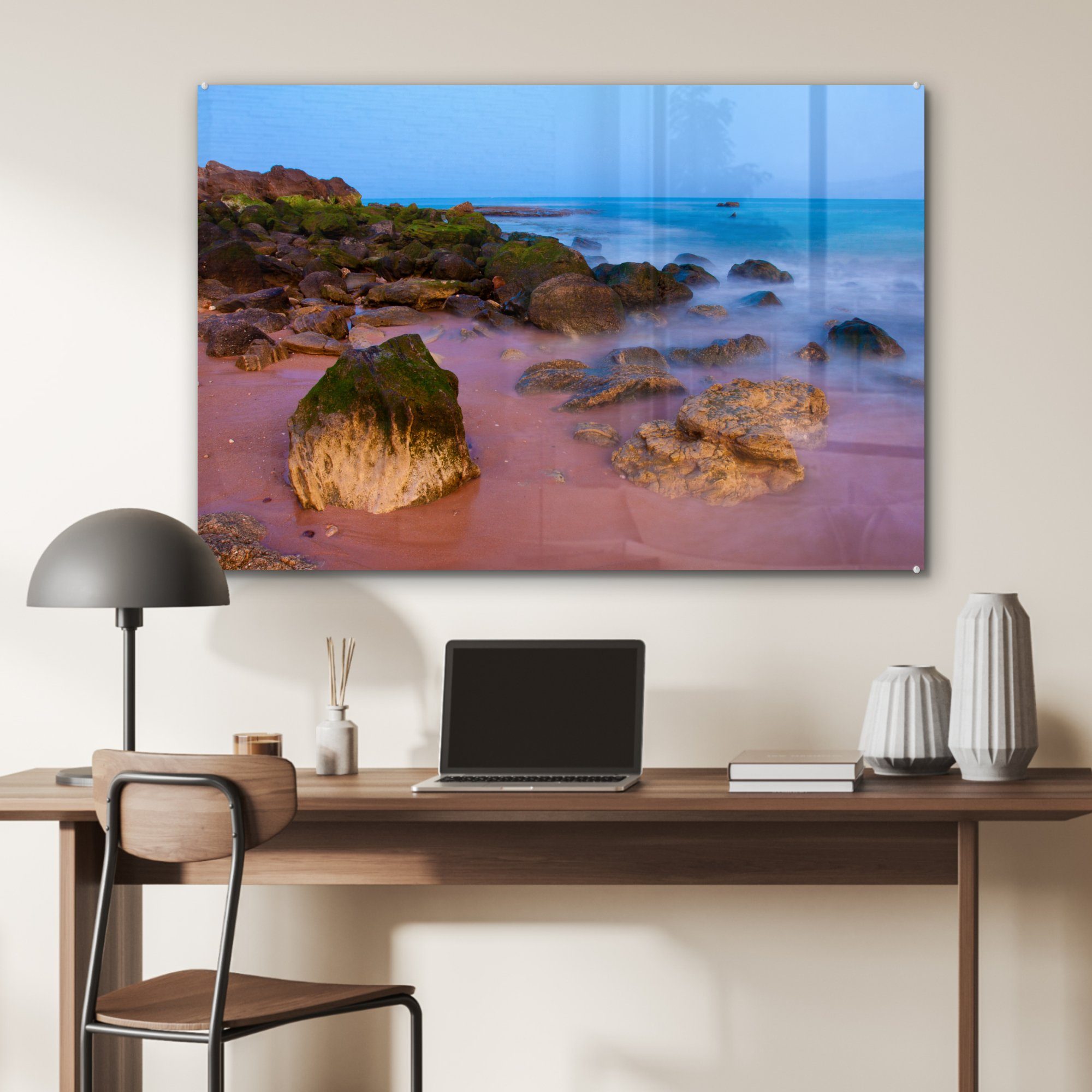 MuchoWow Acrylglasbild Sonnenuntergang Falesia, am Wohnzimmer St), (1 & von Schlafzimmer Acrylglasbilder Strand