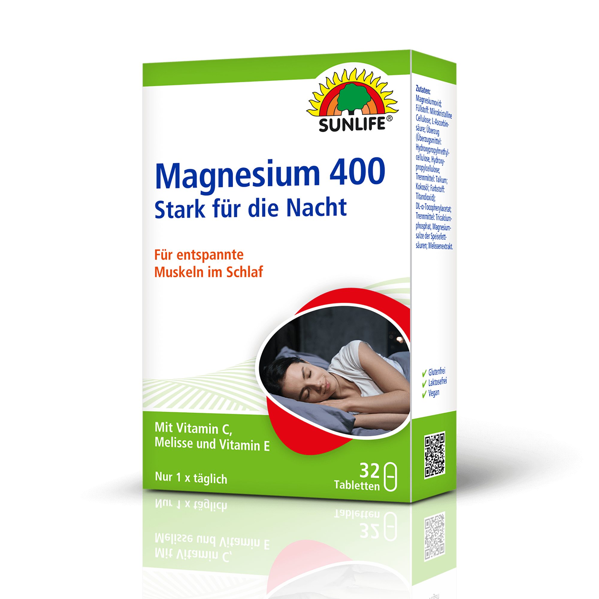 SUNLIFE SUNLIFE® Magnesium 400 Nacht Tabletten 32Stk Muskelkrampf Nervensystem 1 x täglich abends eine Tablette mit ausreichend Flüssigkeit schlucken