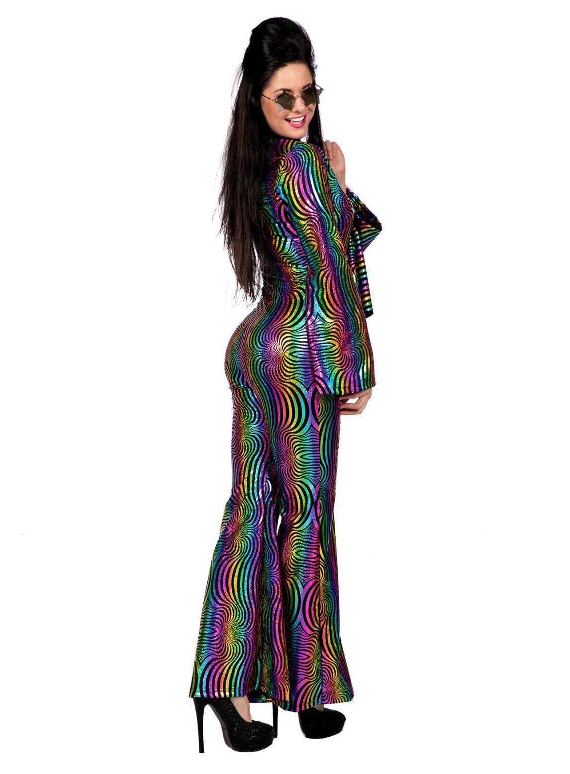 Metamorph Kostüm Psychedelischer Disco Catsuit, Dieser 70er Disco Dress macht schon beim Anblick high!