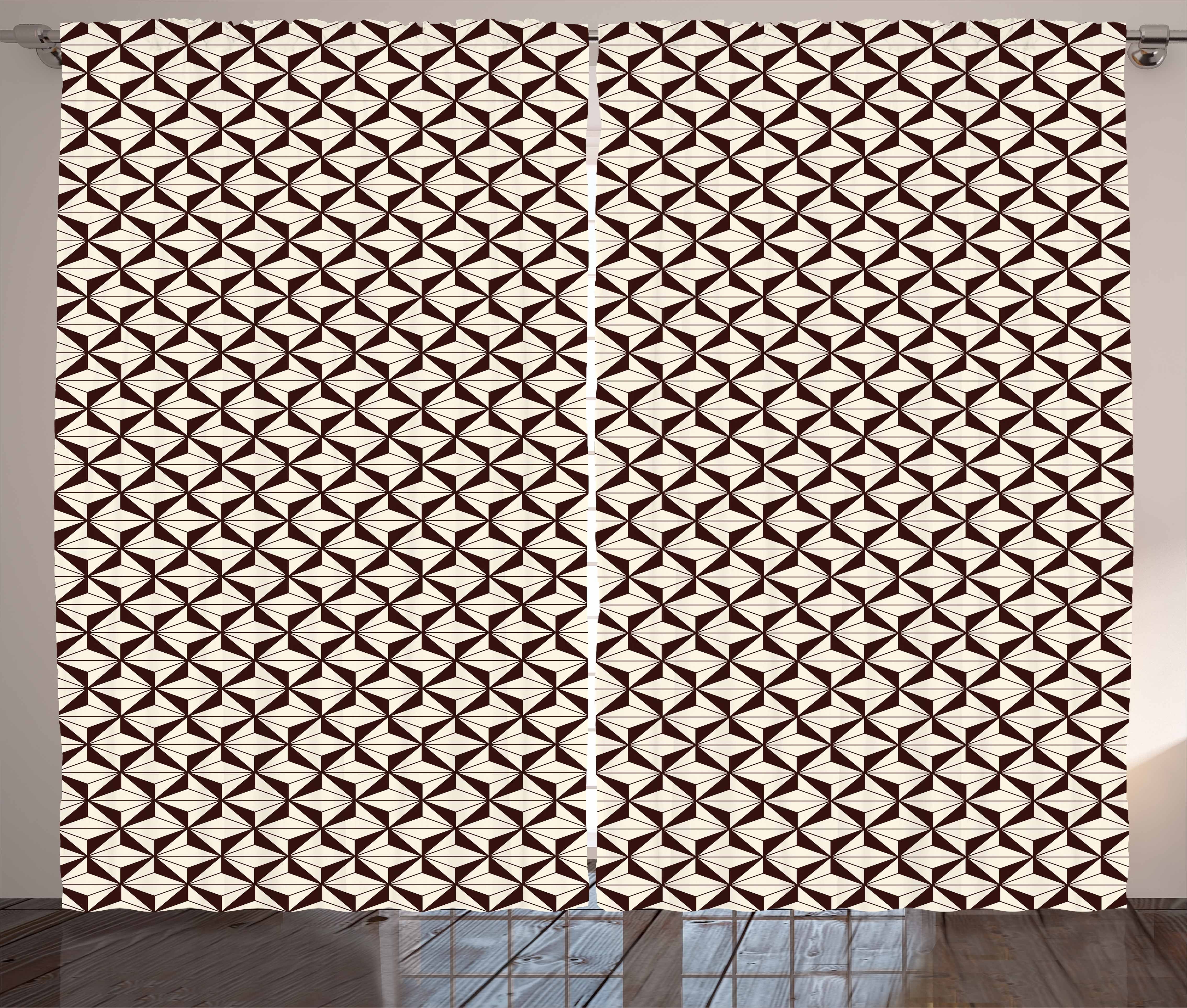 Gardine Schlafzimmer Kräuselband Vorhang mit Schlaufen und Haken, Abakuhaus, Braun und Beige Zusammenfassung Moderne