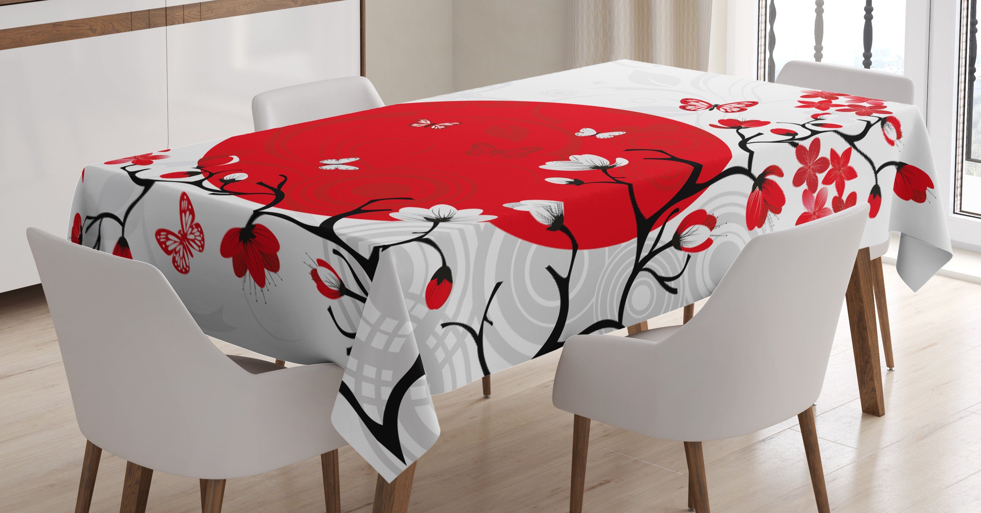 Abakuhaus Tischdecke Farbfest Waschbar Für den Außen Bereich geeignet Klare Farben, japanisch Kirsche Sakura-Bäume