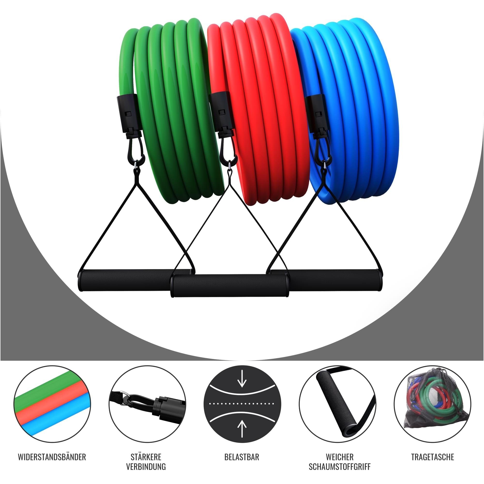 GORILLA SPORTS Expander Fitness Tube 3er Set inkl. Griffe und Tasche