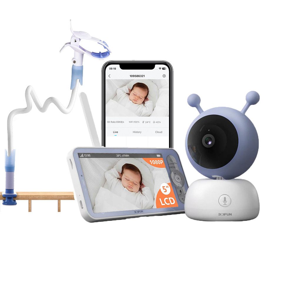 Babyphone Babyphone mit Kamera App 1080P 5" Video Babyphone HD-Nachtsicht