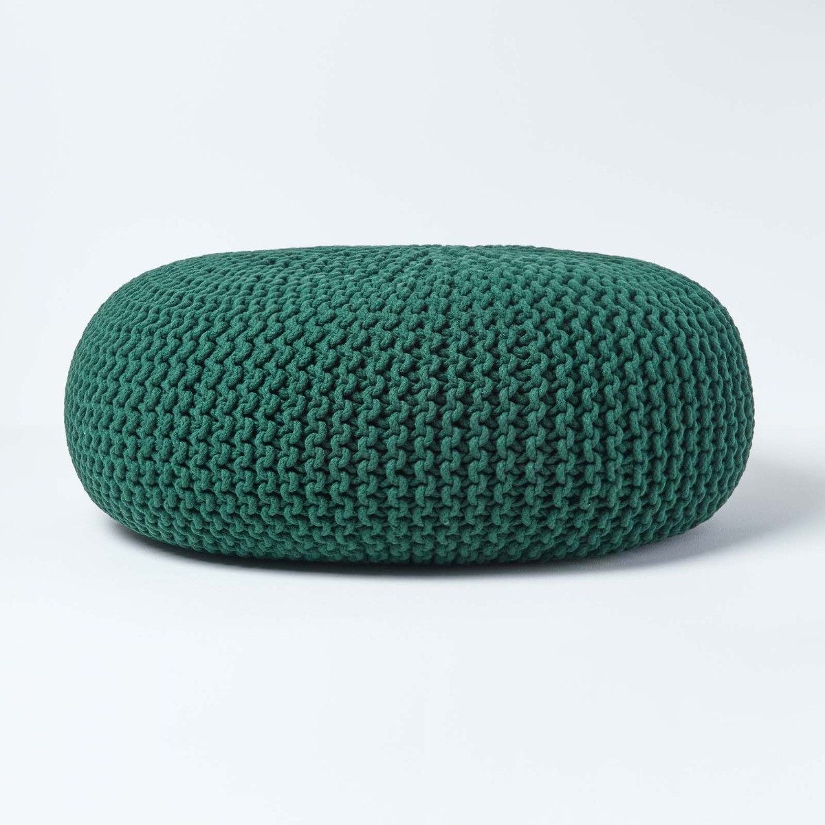 Pouf Großer Strickpouf 100% Baumwolle, tannengrün