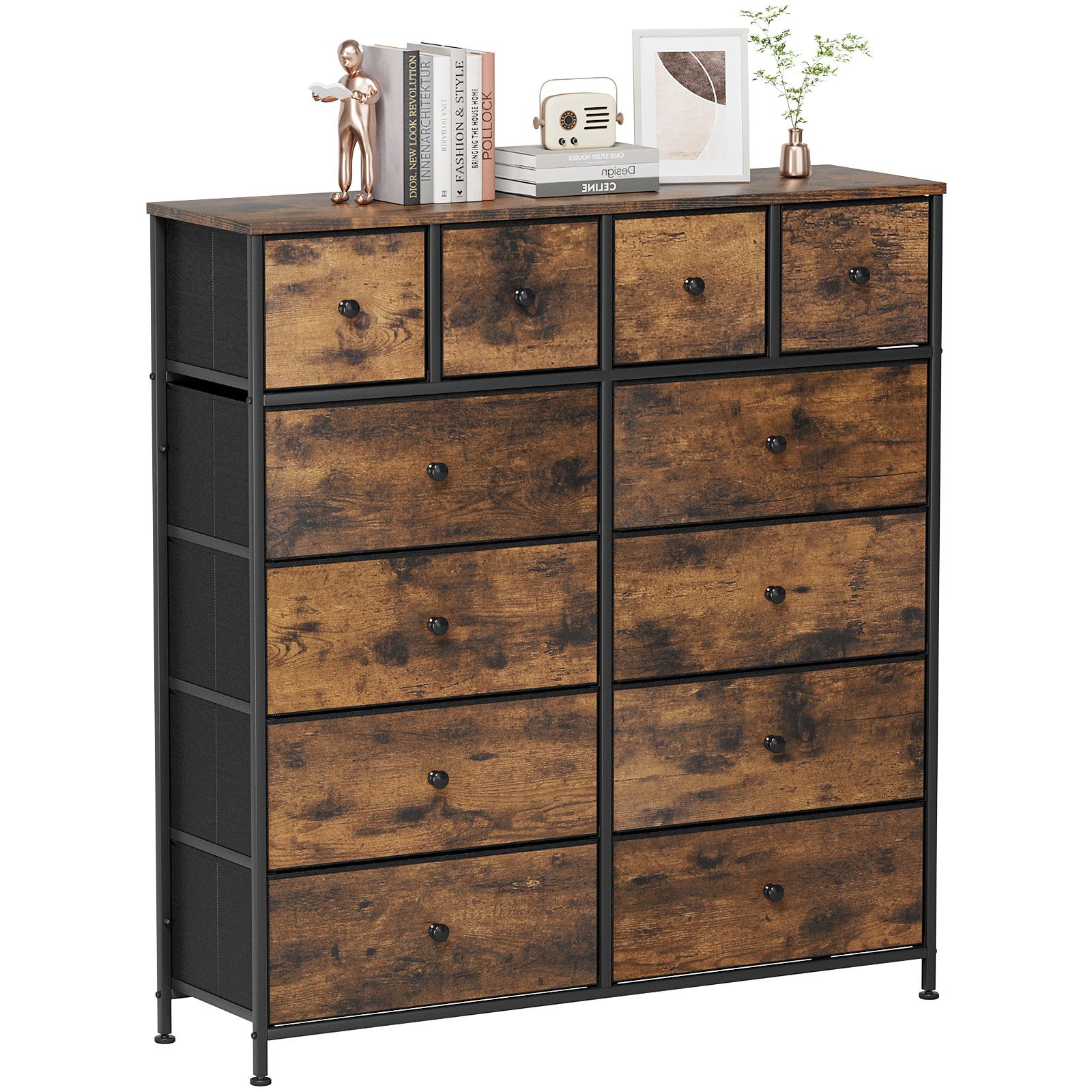 TLGREEN Schubkastenkommode Kommode mit 12 Schubladen,großer Schubladenschrank, (111x104x30cm Sideboard), für Wohnzimmer, Flur, Schlafzimmer