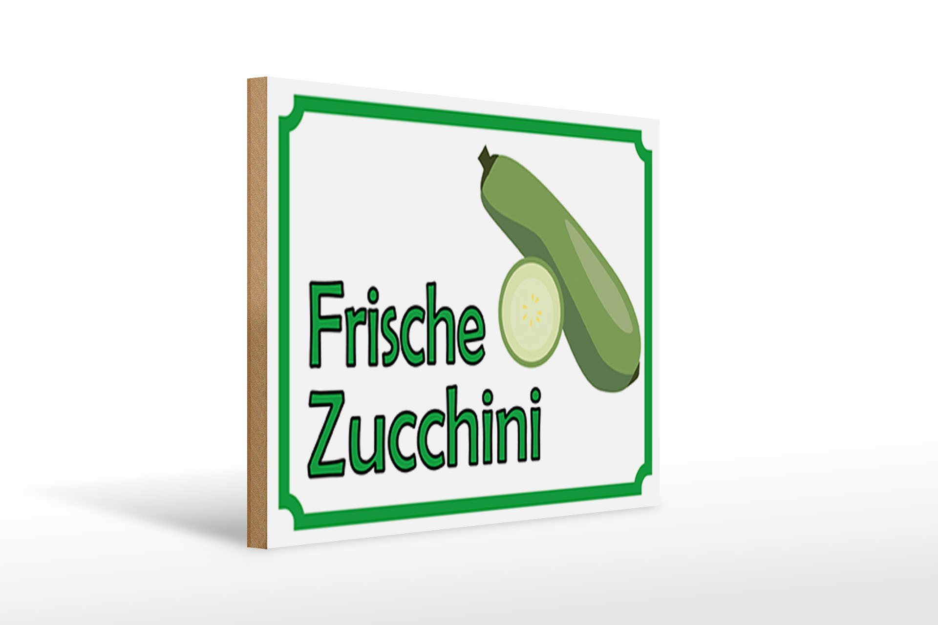 Holzbild Hinweis 40x30cm frische Zucchini Hofladen