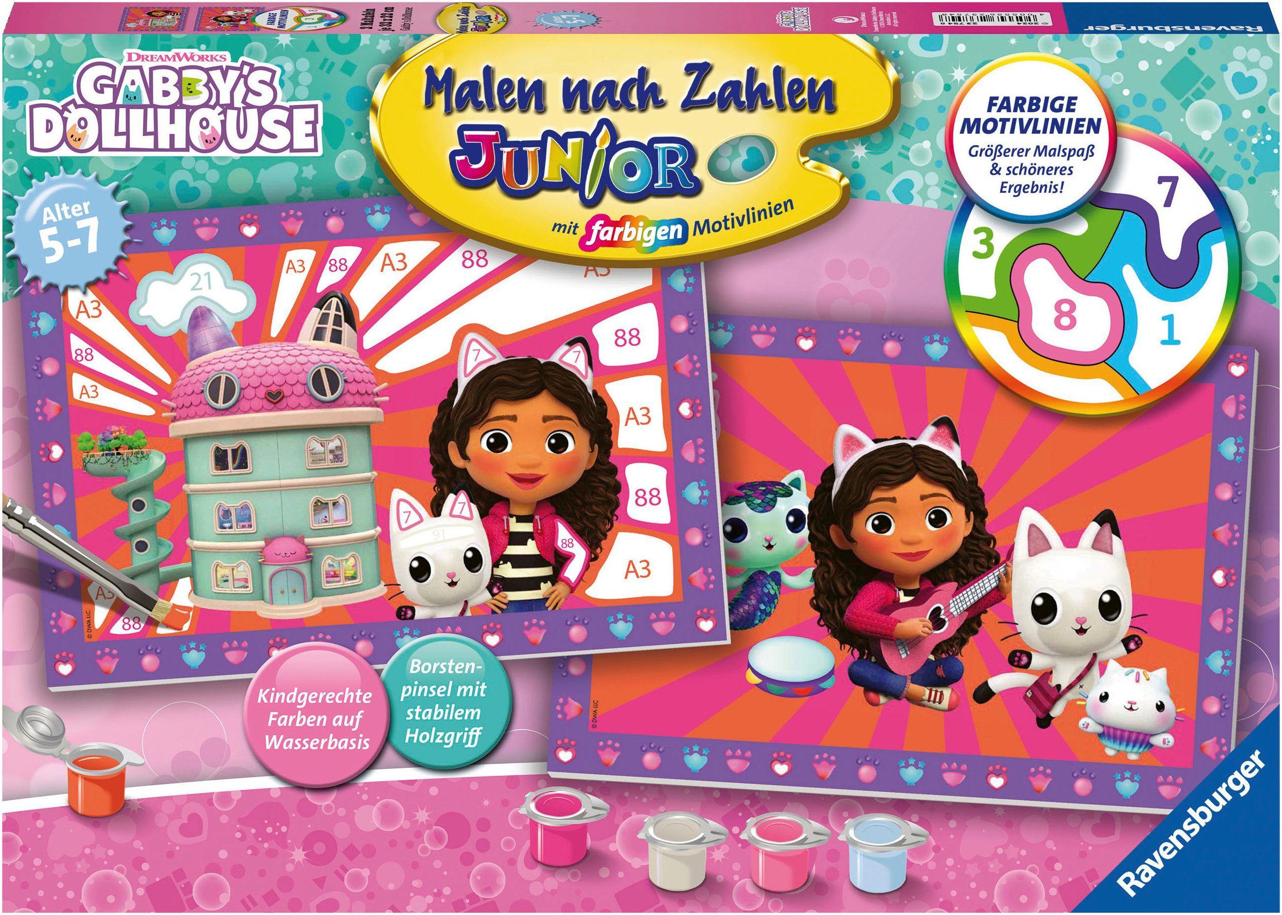 Ravensburger Malen nach Zahlen Gabby's Dollhouse, Made in Europe, FSC® - schützt Wald - weltweit