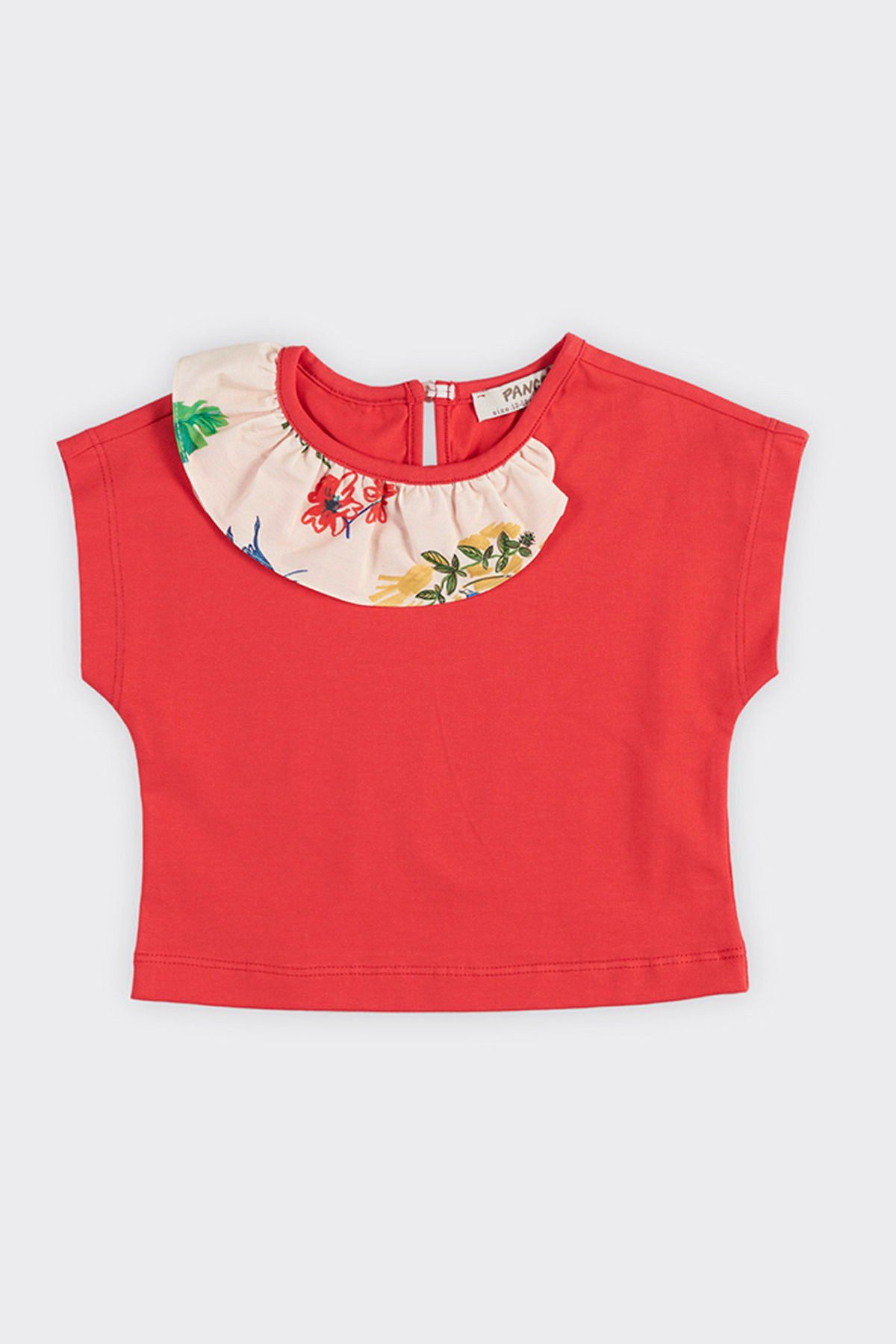 Panco T-Shirt Baby-Mädchen-T-Shirt mit Rüschendetail am Kragen