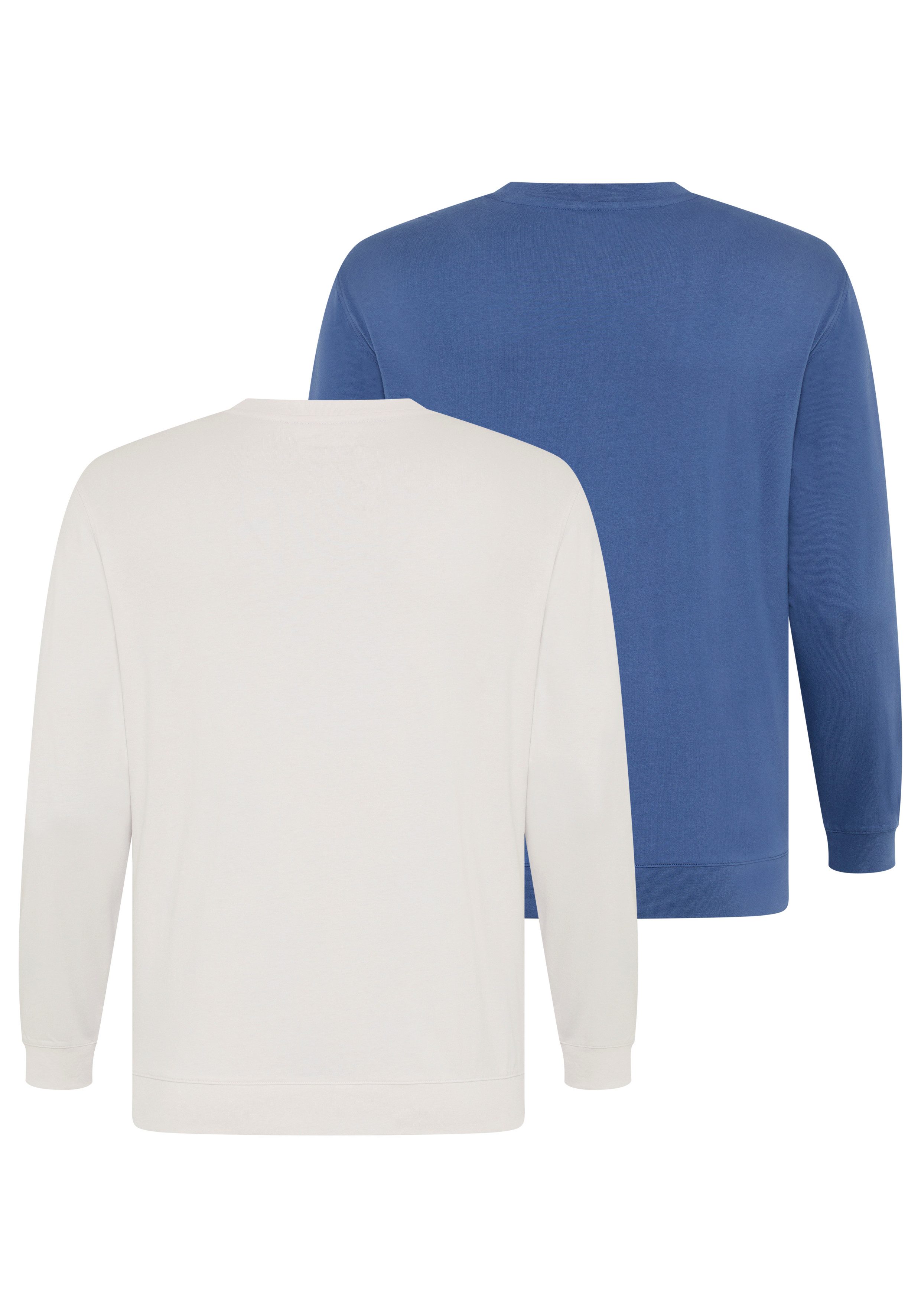 Man's World Plus Rundhalsshirt auch in Grosse Größen bis Gr. 7XL Bauch-Fit (2-er Pack) normaler Schnitt, Langarm, unifarbenes Basic – Bild 4 von 5