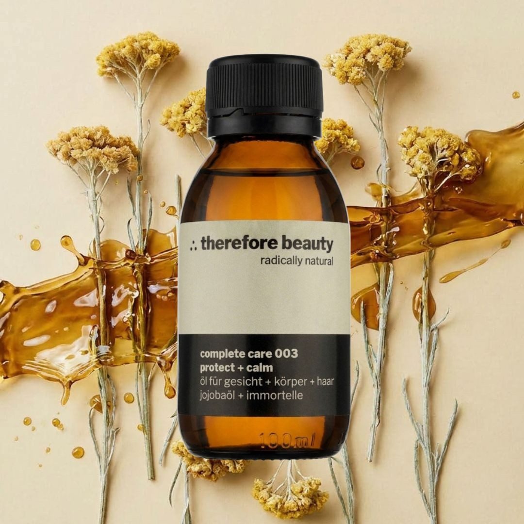 therefore beauty Gesichtsöl complete care 003 Pflegeöl Gesicht Körper Haar sanft Jojoba Immotelle