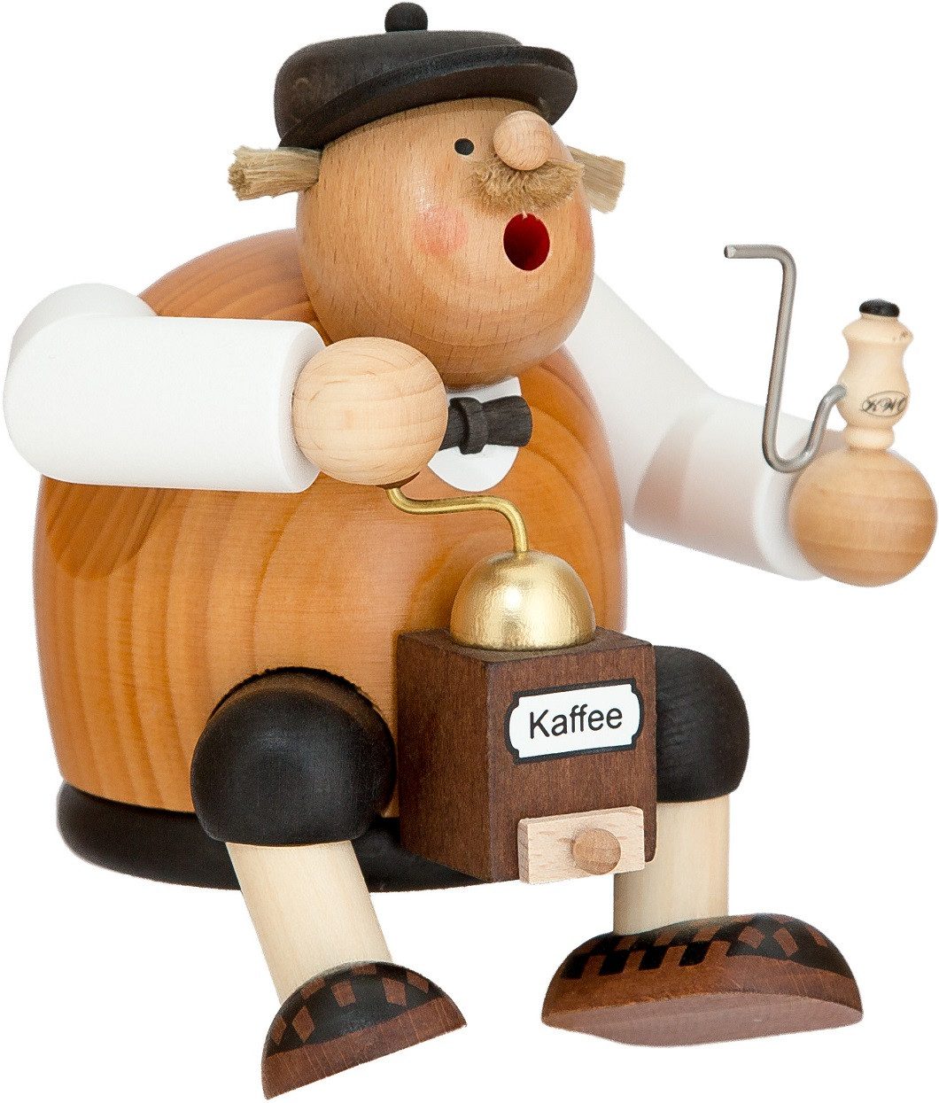 KWO Kunstgewerbe Werkstätten Фигурка курильщик KWO Räuchermann Kantenhocker Kaffeesachse, (1 St), Handarbeit aus dem Erzgebirge