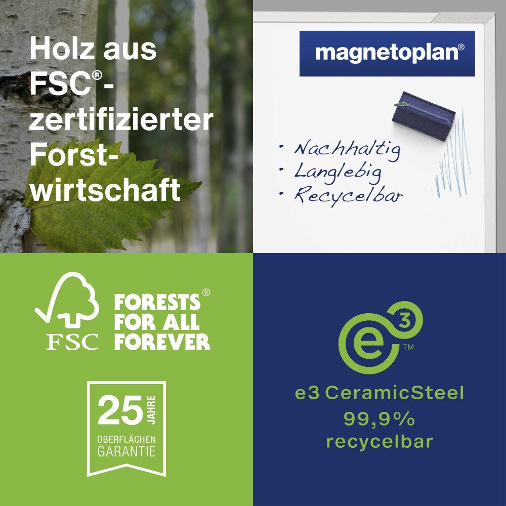 magnetoplan® Anzeigetafel Weißwand/Schreibtafel CC emailliert - magnetisch - 120x90 Weiß (1-St)