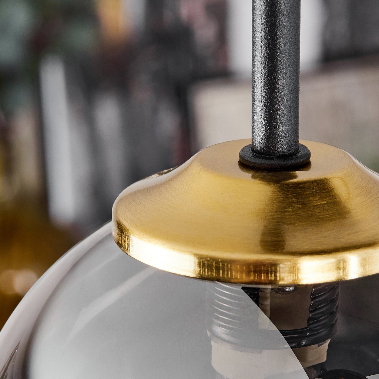 hofstein Deckenleuchte »Isorella« Deckenlampe aus Metall/Rauchglas in Schwarz/Messing/Chrom, ohne Leuchtmittel, Leuchte mit Kugelschirmen aus Glas, 5xG9