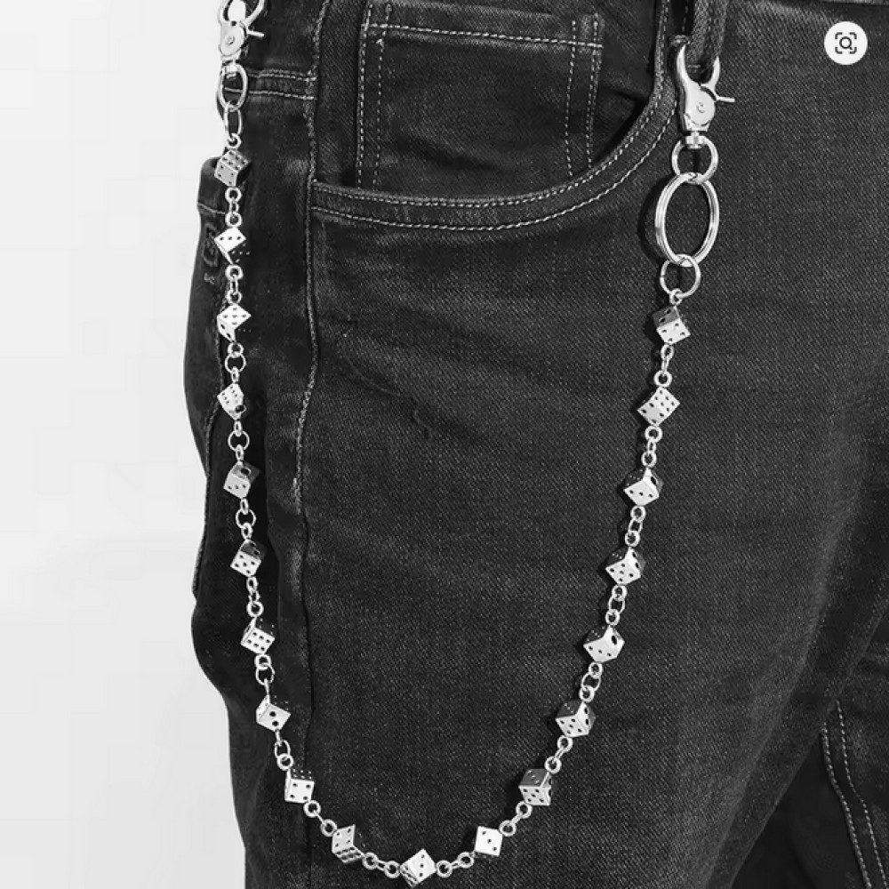 Ware aus aller Welt Hosenkette Einreihig mit Würfel-Design und Karabiner Geldbörsenkette Biker Kette, (1-tlg)