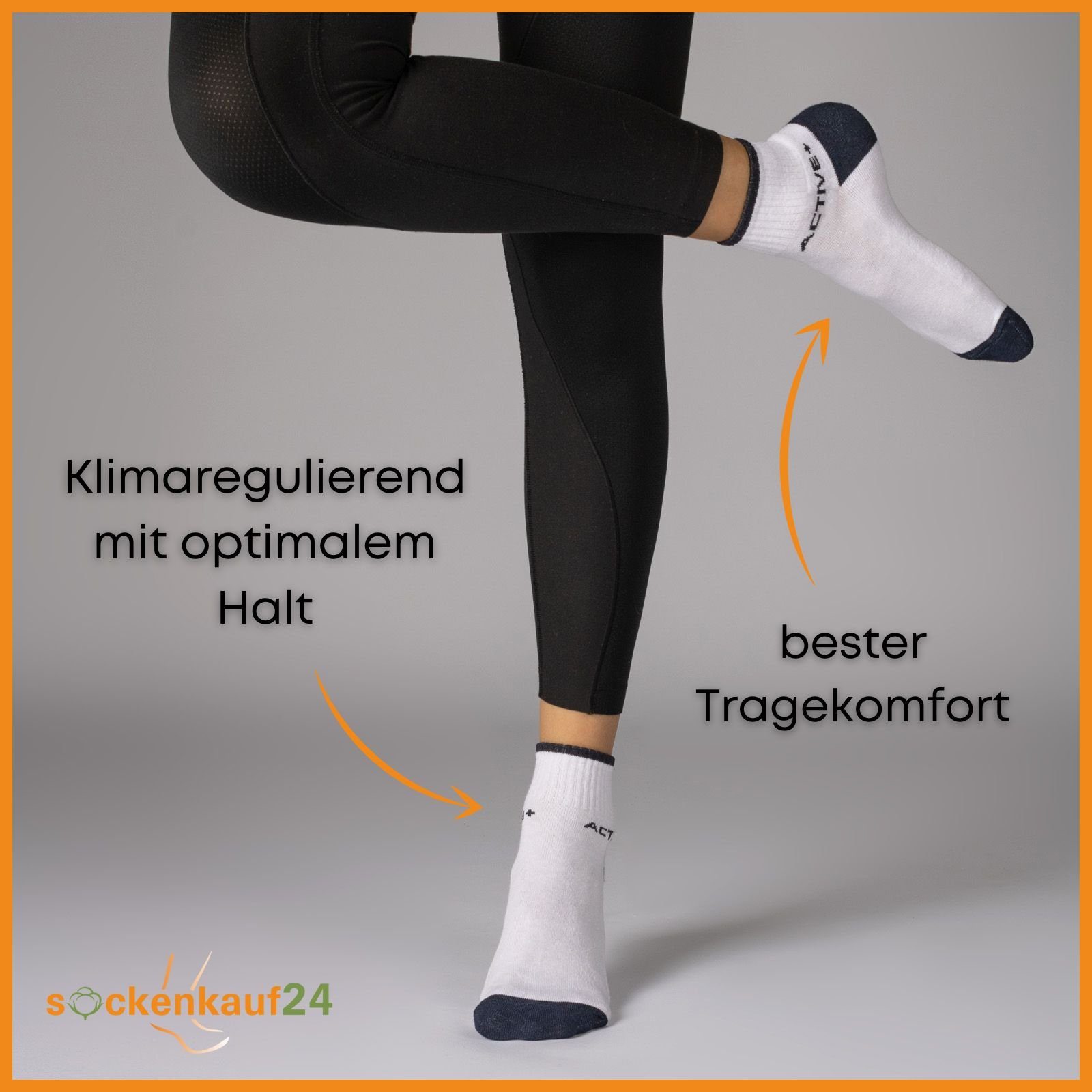 sockenkauf24 Sneakersocken 6 oder 12 Paar SPORT Socken Damen & Herren Sportsocken (6-Paar, 43-46) mit Frotteesohle Baumwolle - 16210 WP – Bild 2 von 5