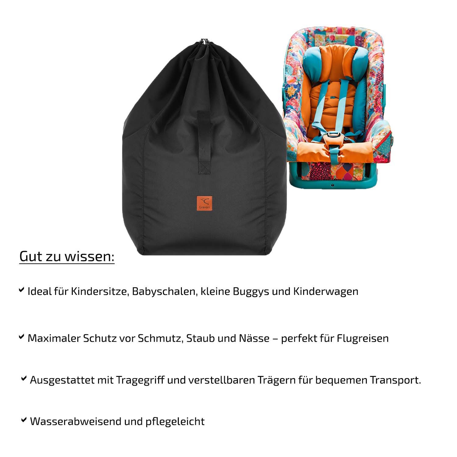Granori Reisetasche für Kindersitz / Babyschale, wasserabweisend & reißfest