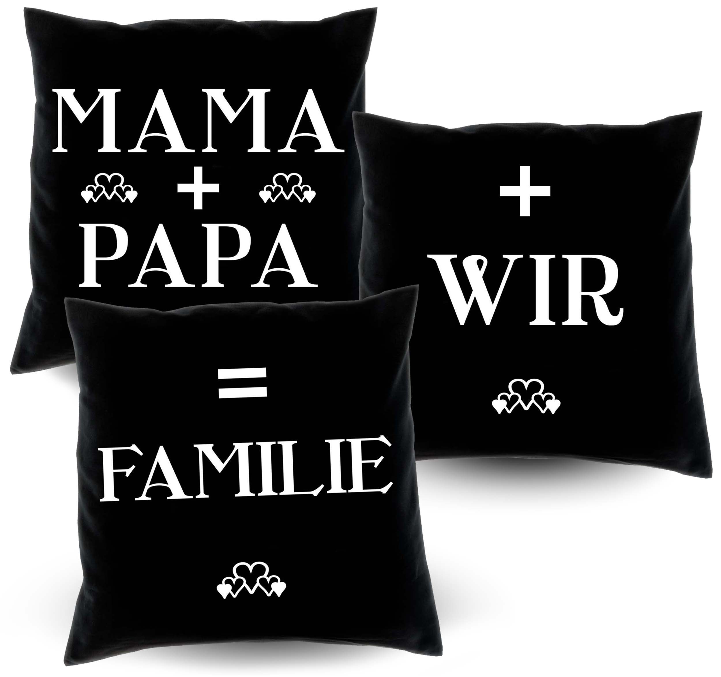 Eltern, wir Soreso® + Familie Geschenke Geschenk-Set 3 Weihnachten + Dekokissen Papa Kissen = Mama
