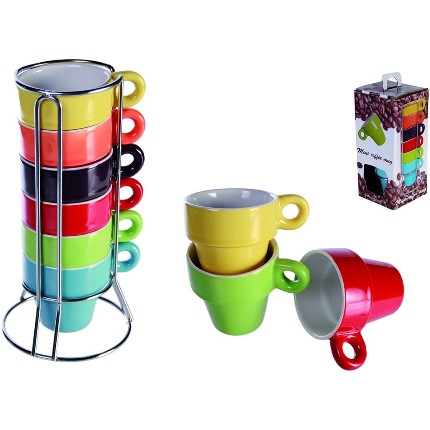 ReWu Espressotasse OOTB Espressotasse, 6-farbig sortiertes Set auf  Chromständer
