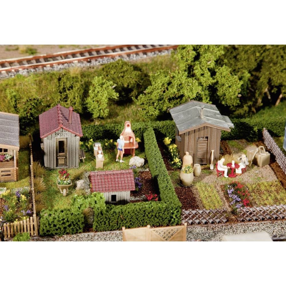 Modelleisenbahn-Fertiggelände H0 2 Schrebergärten mit Schuppen