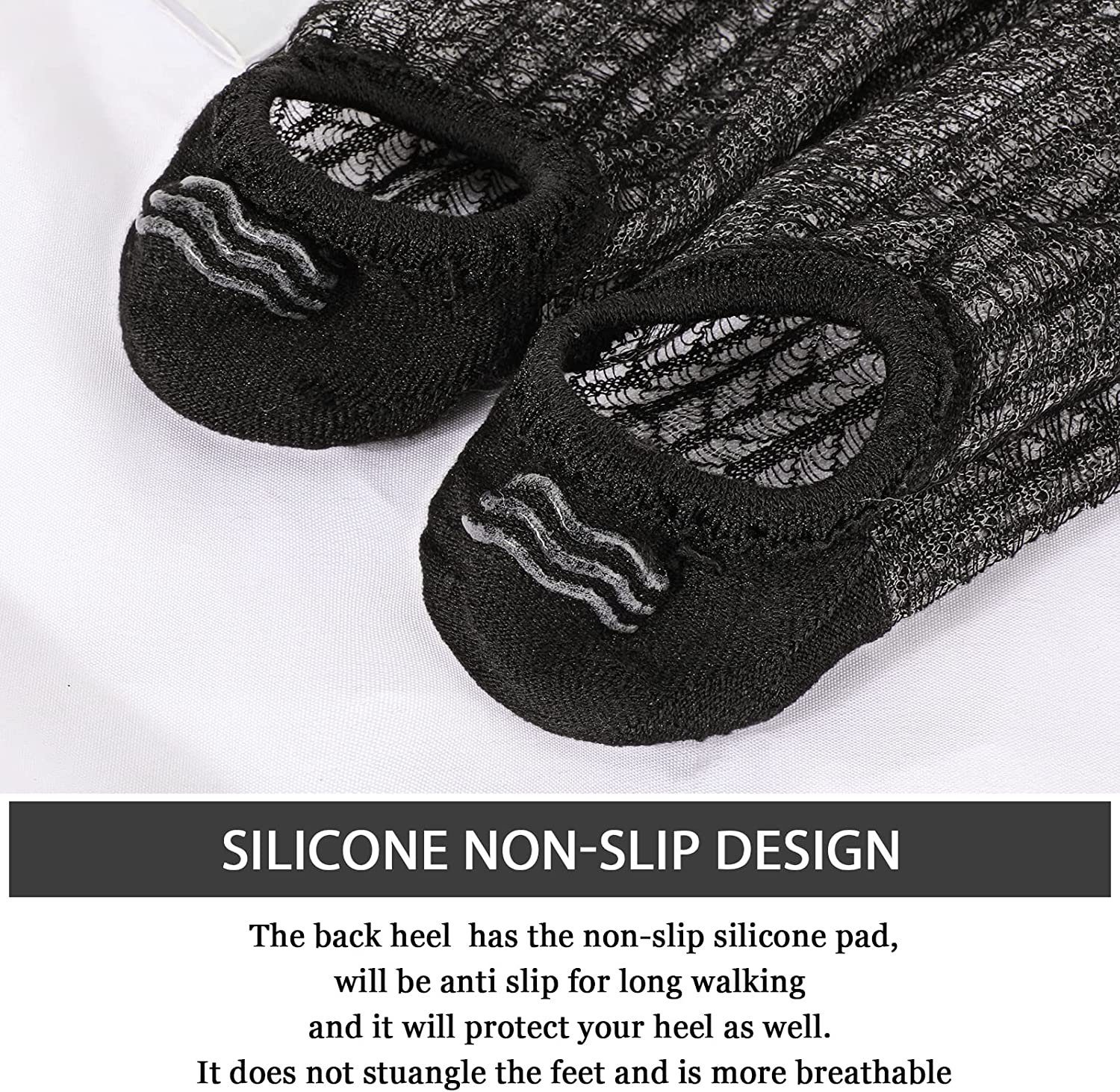 Haiaveng Kurzsocken 5 Paar Damen Socken mit Unsichtbare Low Rutschfest Silikon Hacke Cut Baumwolle Socken Unsichtbare Liner