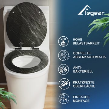Elegear WC-Sitz runder Toilettendeckel mit Doppelte Absenkautomatik, einfache Montage, (1-St), Hochwertige Toilettensitz aus MDF (Maximale Tragfähigkeit 200 kg)