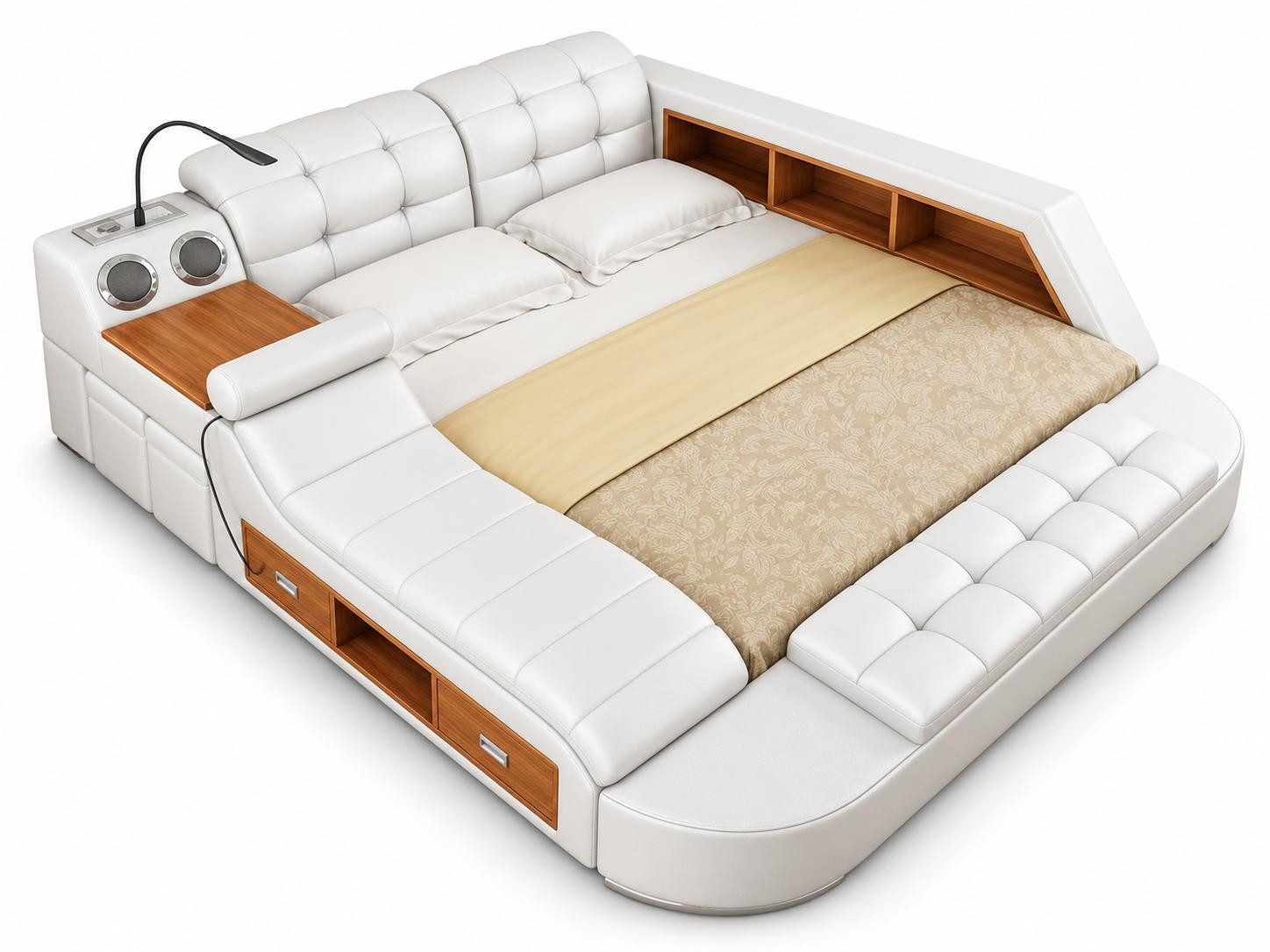 JVmoebel Polsterbett Luxus Doppelbett mit USB und modernen Multifunktionen Sofort (Multifunktions Bett, Multifunktions Bett), Made in Europa