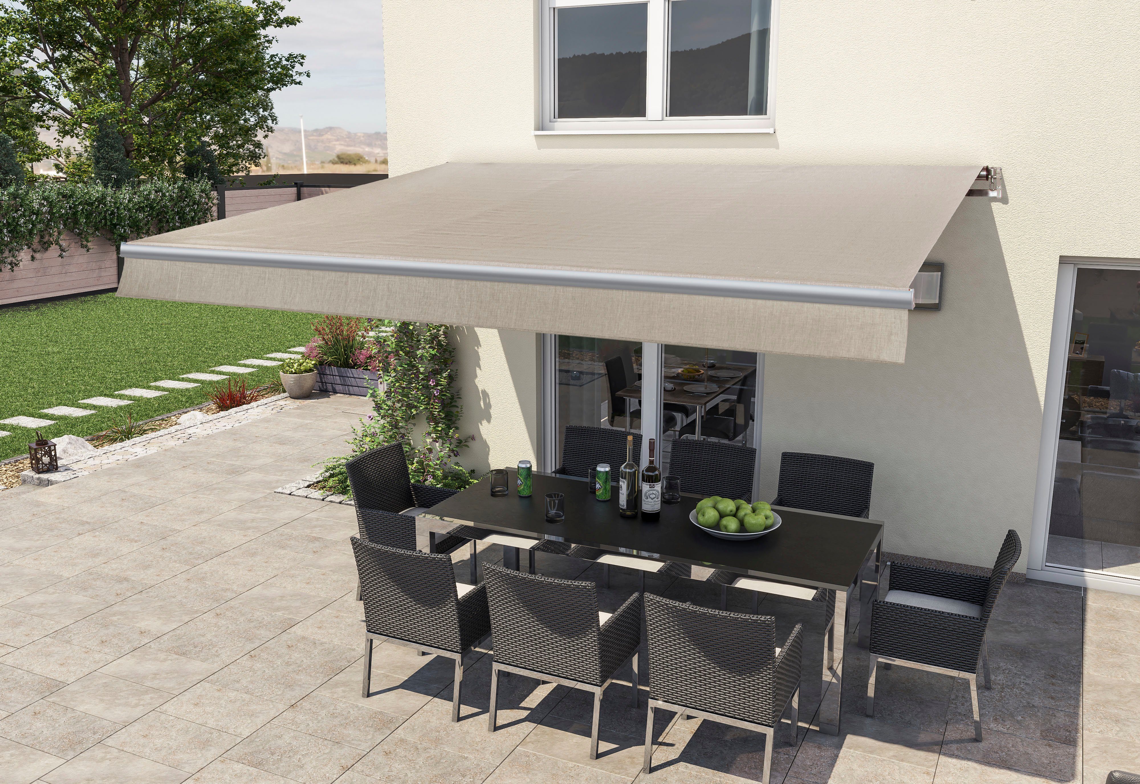 Wismar Gelenkarmmarkise Berlin SOLAR- Motor mit Funkfernbedienug, 400 x 250 cm