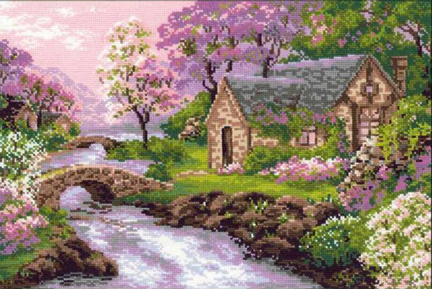 Riolis Kreativset Riolis Stickpackung Cottage am Fluss, gezählter Kreuzstich, Zählmuster, (embroidery kit by Marussia)