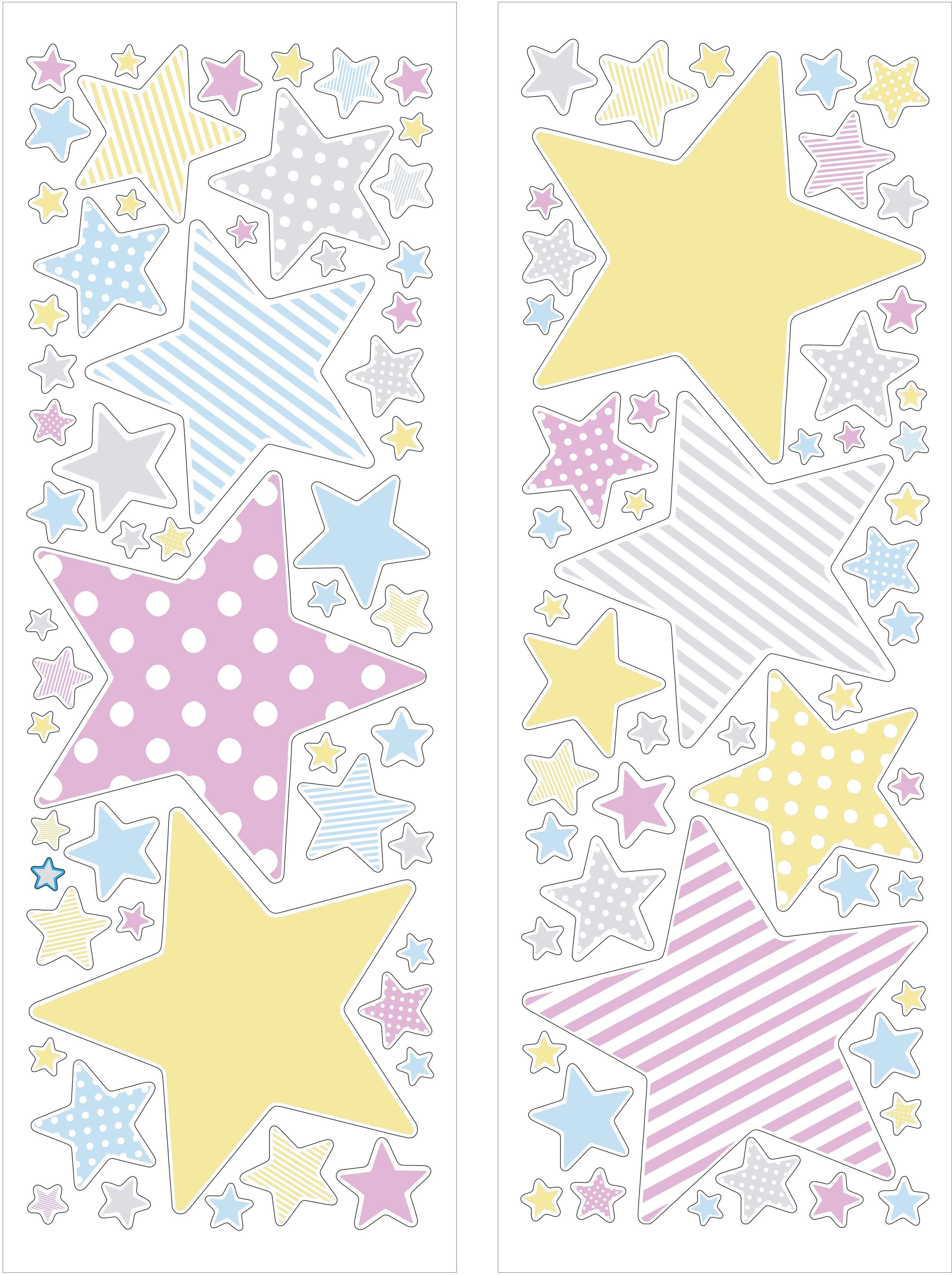 Art for the home Wandtattoo Sterne (1 St), Wandaufkleber - Sterne - Pastellfarben - 2 x 25x70 cm