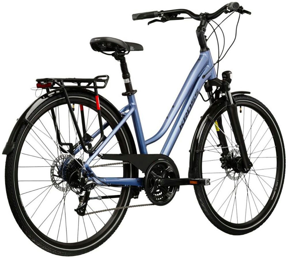 Kross Trekkingrad Damen-Trekkingrad 28" Trans 4.0 Blau 24 Gänge, 24 Gang Shimano ACERA M3020 Schaltwerk, Kettenschaltung