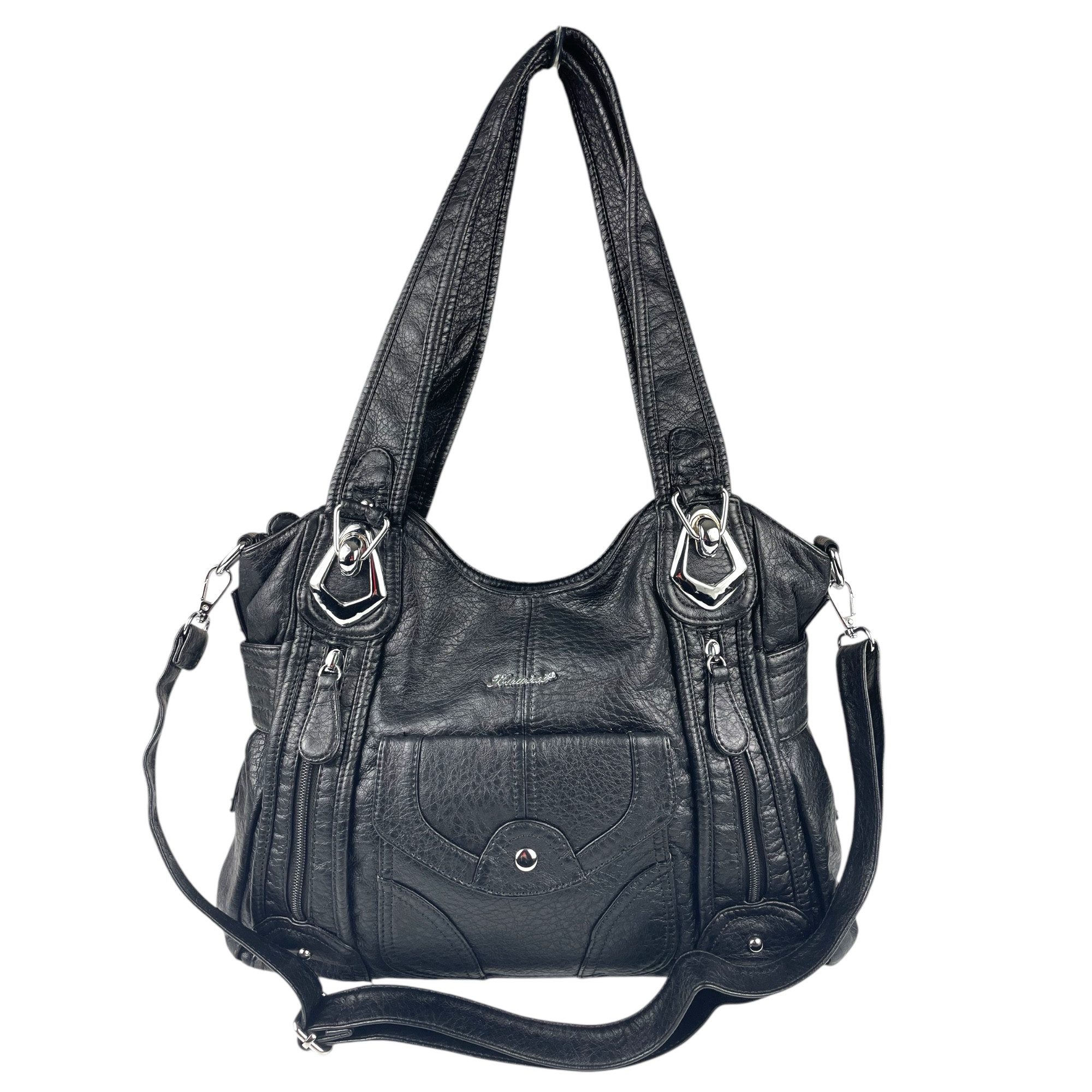 Taschen4life Schultertasche Damen Handtasche AK22106, sportlich modisches Design, abnehmbarer Trageriemen, lange Tragegriffe