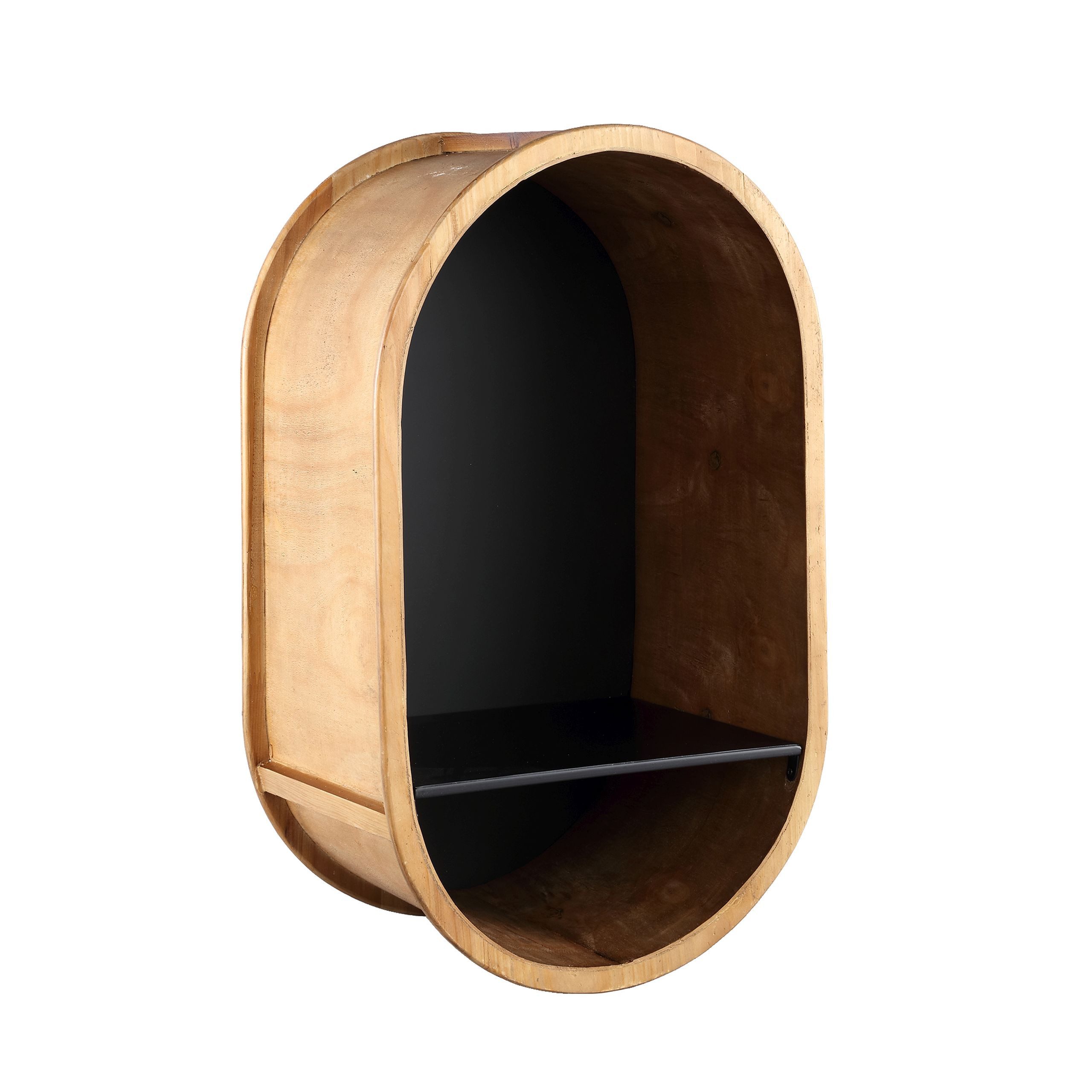 PTMD Wandregal Retro Wandregal Holz Roundabout mit Metallboden