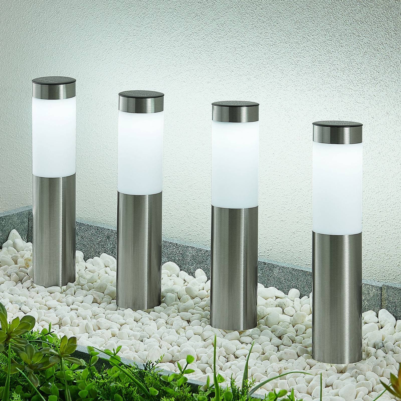 Lindby LED-Solar-Sockellampe, 4er-Set, Erdspieß, 31 cm, IP44 günstig online kaufen