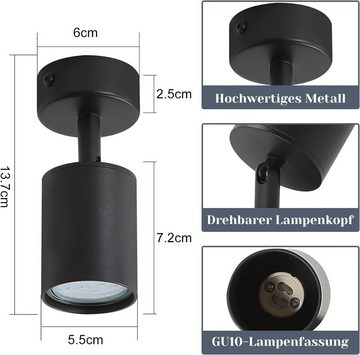 Nettlife LED Deckenstrahler 1/2/3/4/5/6 Flammig Schwarz Deckenspots GU10 METALL, Schwenkbar 330°, LED wechselbar, für Wohnzimmer Schlafzimmer Küche Flur