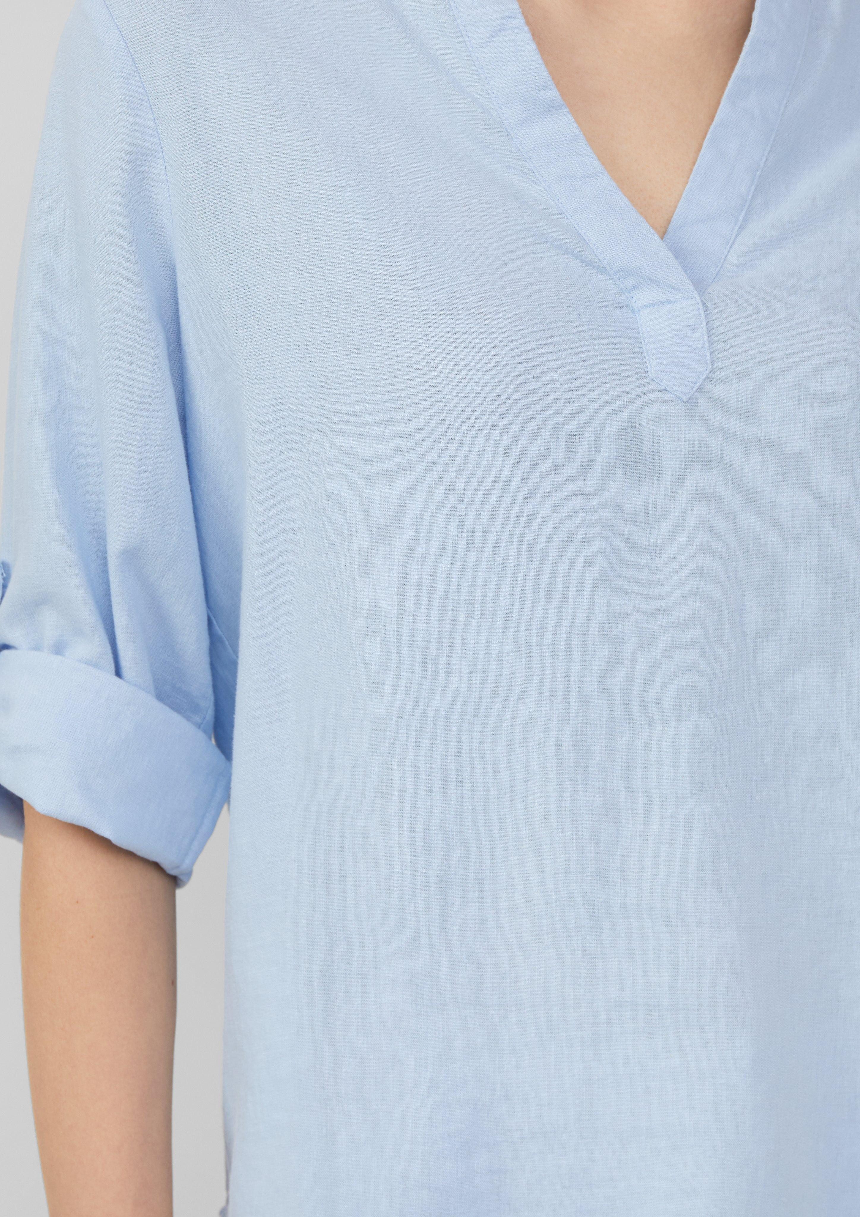 s.Oliver Langarmbluse Leinenmix-Bluse mit Turn-up Raffung günstig online kaufen