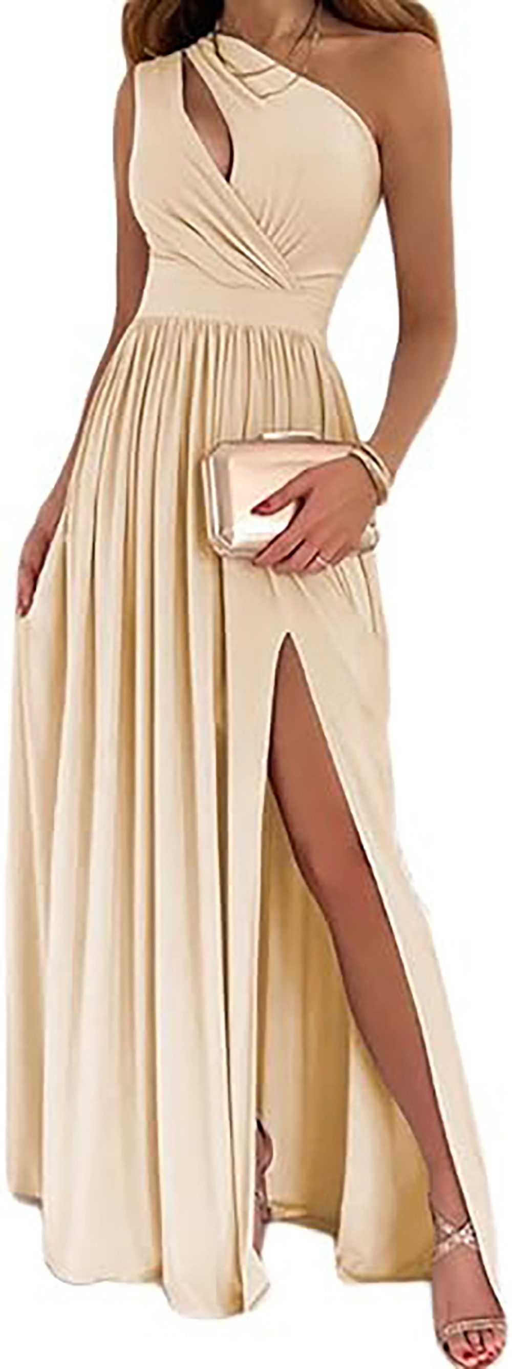 BlauWave Abendkleid Damen Elegantes Maxi Langes Kleid mit Schlitz Ballkleider (1-tlg) Maxikleid Partykleid Cocktailkleid Festliches Kleid