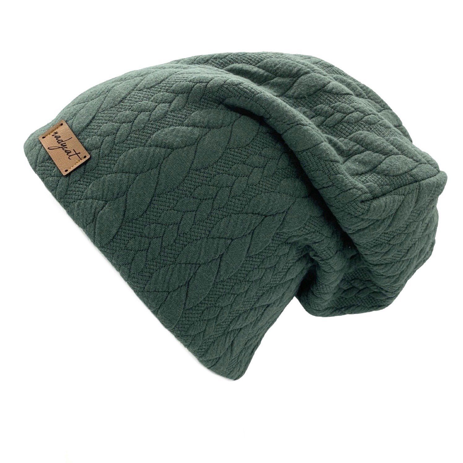 nadycat Beanie ZOPF & STYLE dunkelgrün (2-St., Beanie mit passendem Loop) handgefertigt aus der Lausitz