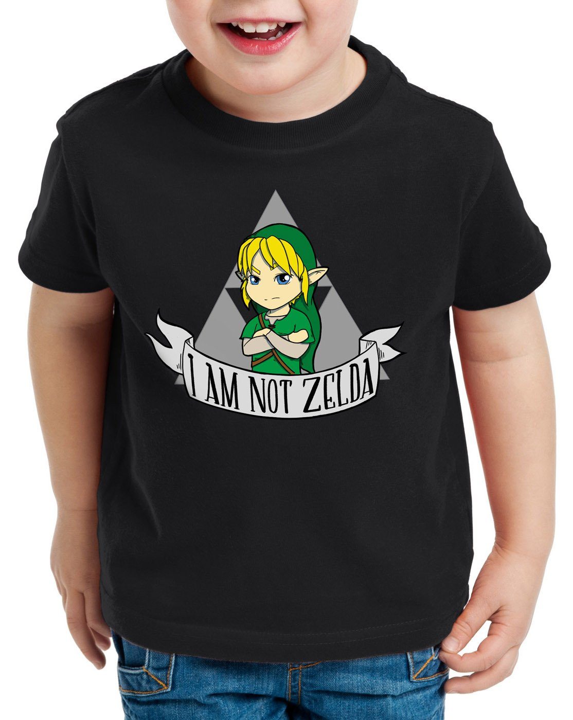 link not schwarz I hyrule am Kinder T-Shirt style3 gamer Print-Shirt Zelda